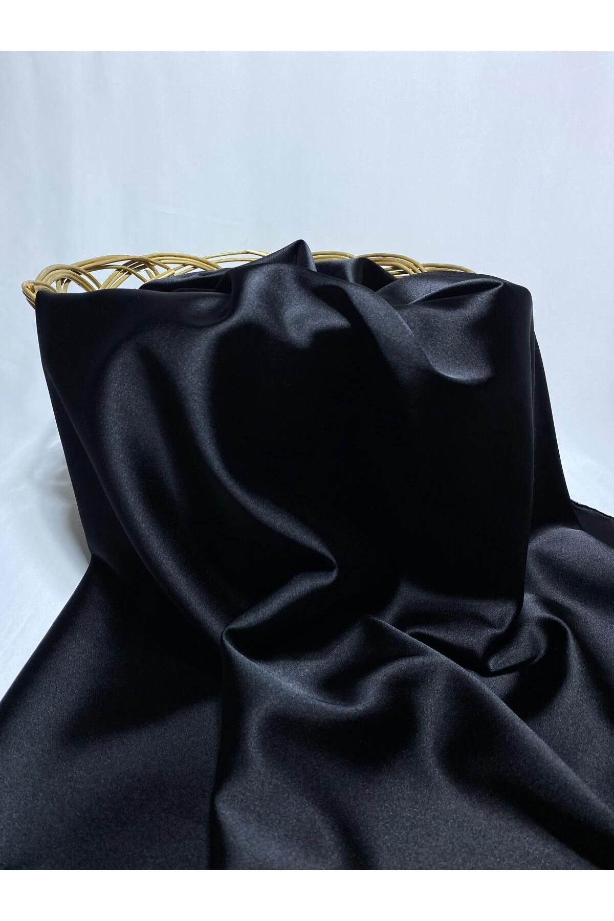 BURSA KUMAŞTAN 150*100 Mevsimlik Siyah Renk Elbiselik Saten Kumaş