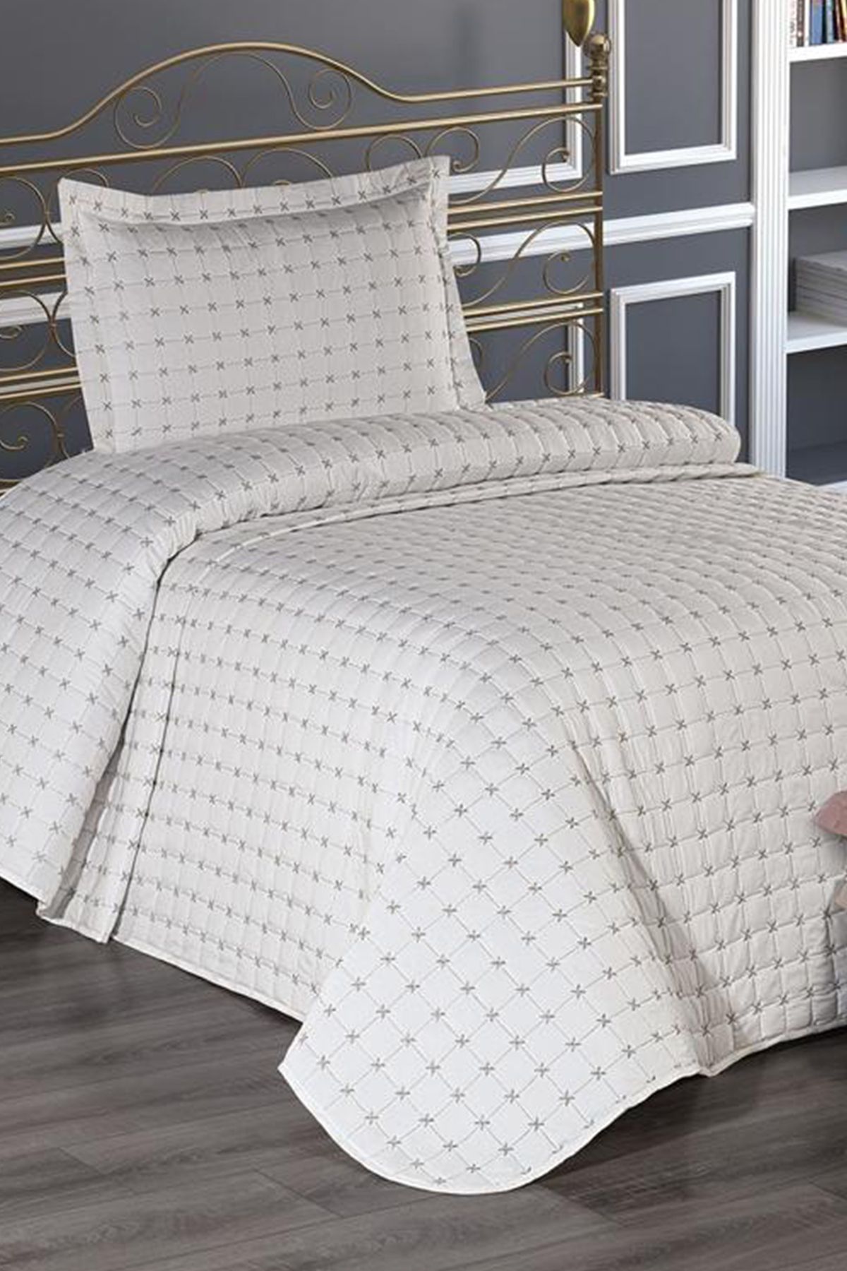ZESA HOME Yıldız Kapitoneli Tek Kişilik Yatak Örtüsü