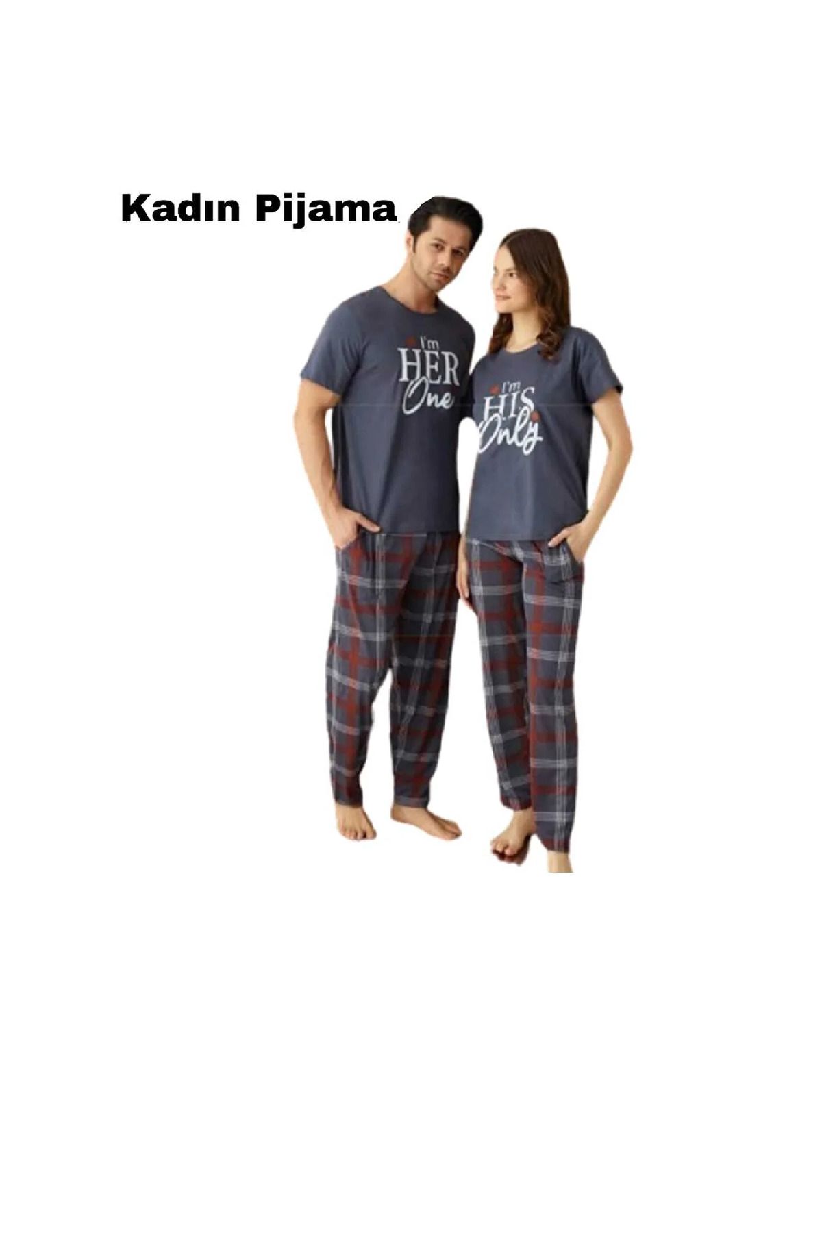 Pijamoni Eşli Kısa Kol Pijama Takım(Kadın ve Erkek için ayrı ayrı satılmaktadır)