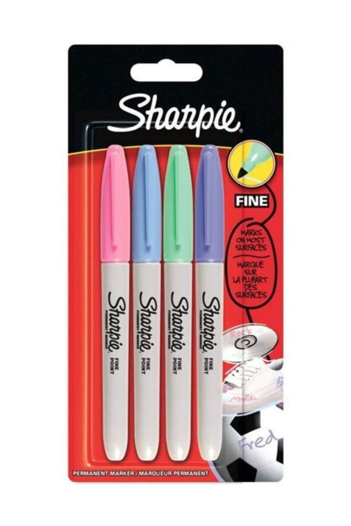 Sharpie Permanent Marker Kalem Fine Uç 4 Pastel Renk Set