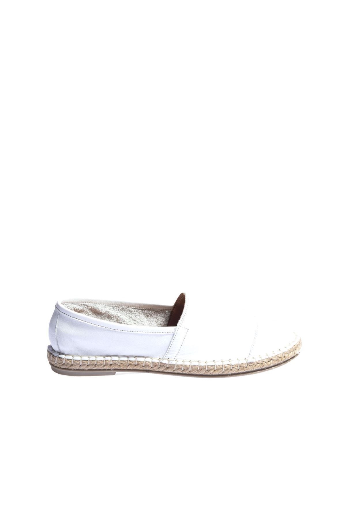 Genel Markalar Shoes Beyaz Deri Kadın Espadril Ayakkabı