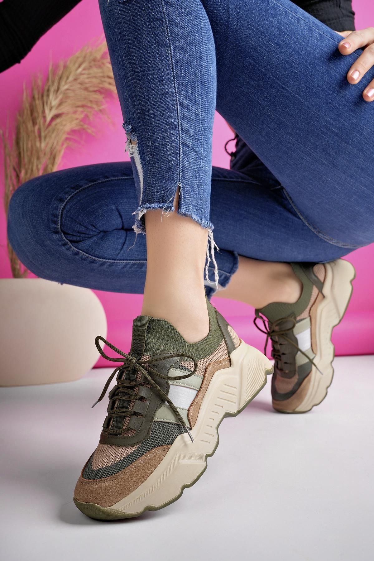 Muggo Sepho Garantili Günlük Yürüyüş Koşu Yüksek Taban Rahat Kadın Sneaker Spor Ayakkabı
