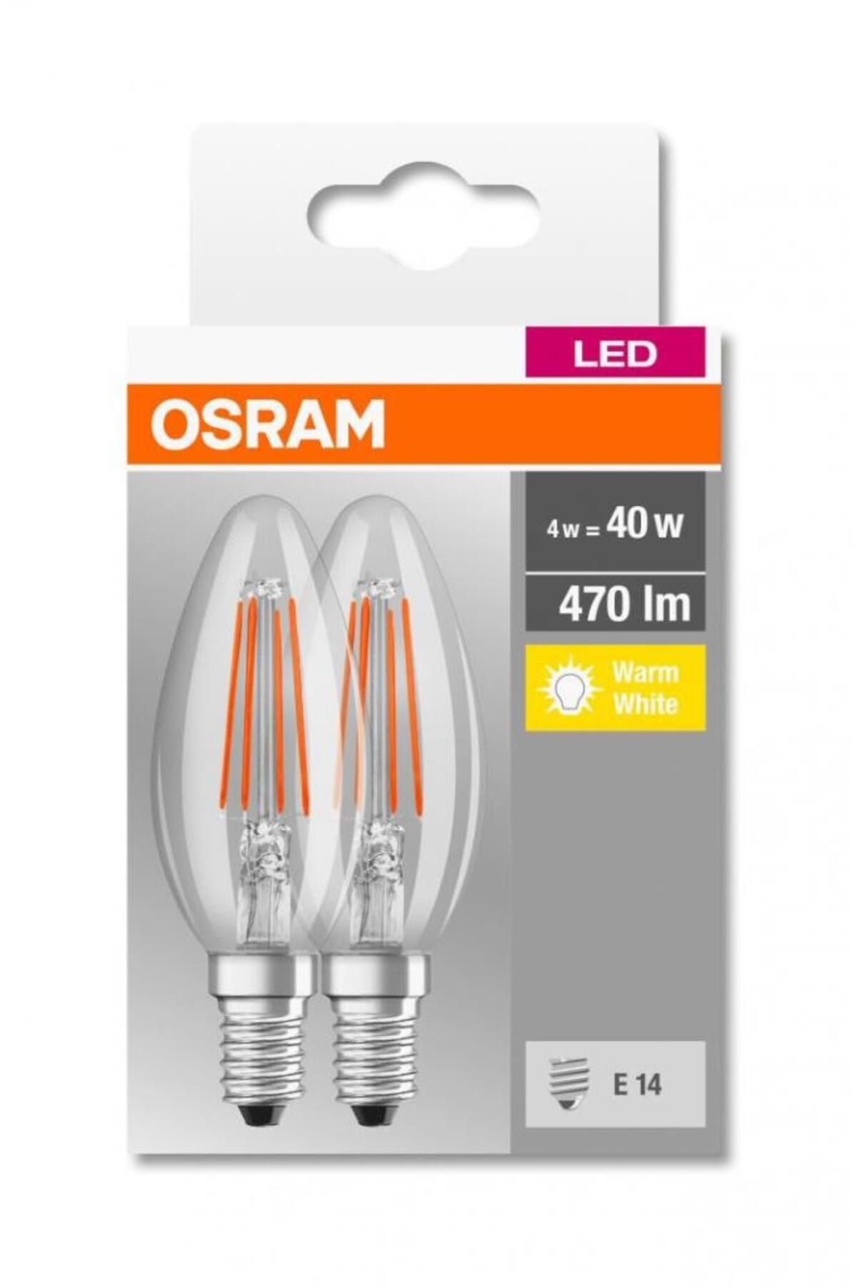 Osram Base Classic B40 4w Filaman E-14 Led Ampul 2li Paket - Sarı Işık