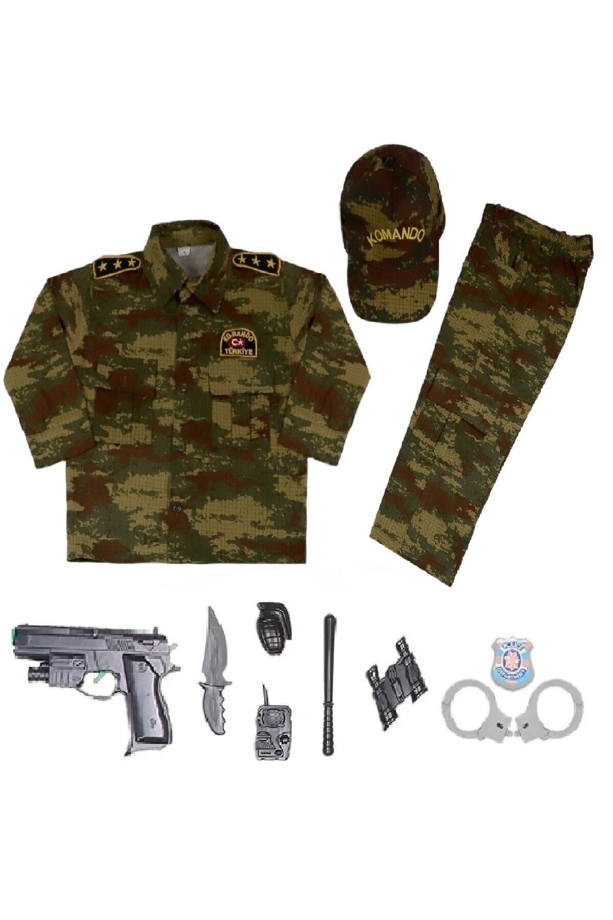 Lizsa Çocuk Kahverengi Asker Kostümü Çocuk Asker Kıyafeti