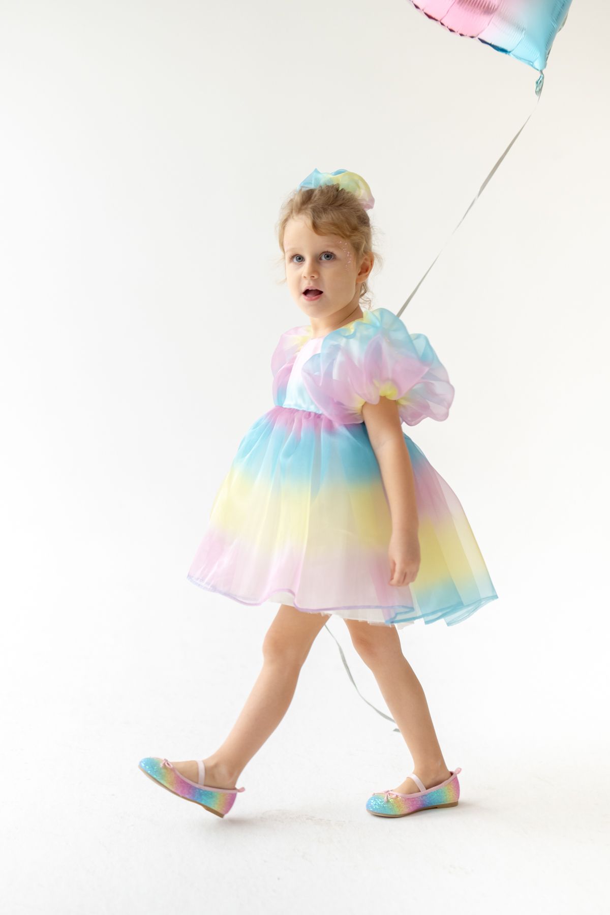 Pixy Love Renkli Kız Çocuk Elbise Bubble Rainbow
