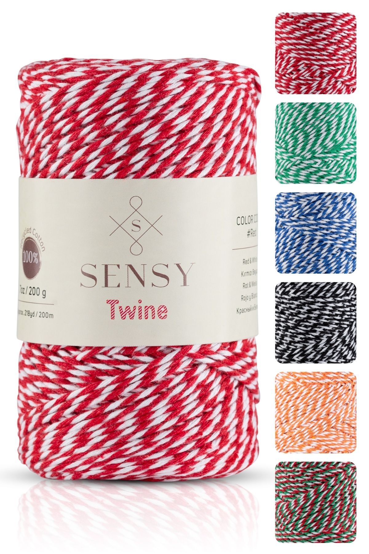 SENSY Premium 200 Metre 200 G Kırmızı Beyaz Paket Ip Hediye Paketleme Ipi Marteniçka Ipi Twine Baker