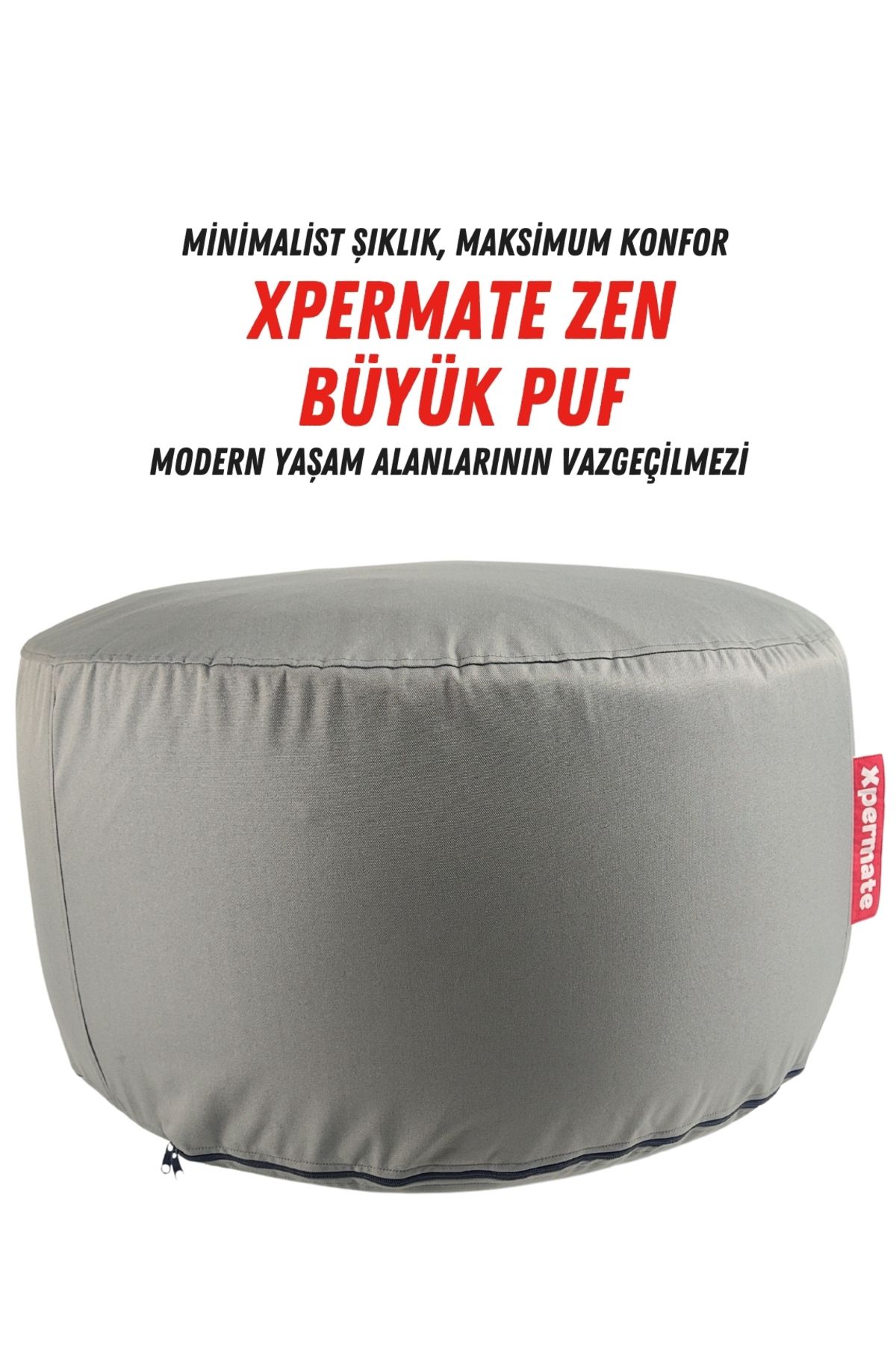 XPERMATE Zen Puf Bench Fermuarlı Puf Koltuk Yıkanabilir Kılıf Ayak Ucu Puf ve Makyaj Koltuğu 80x40 Antrasit