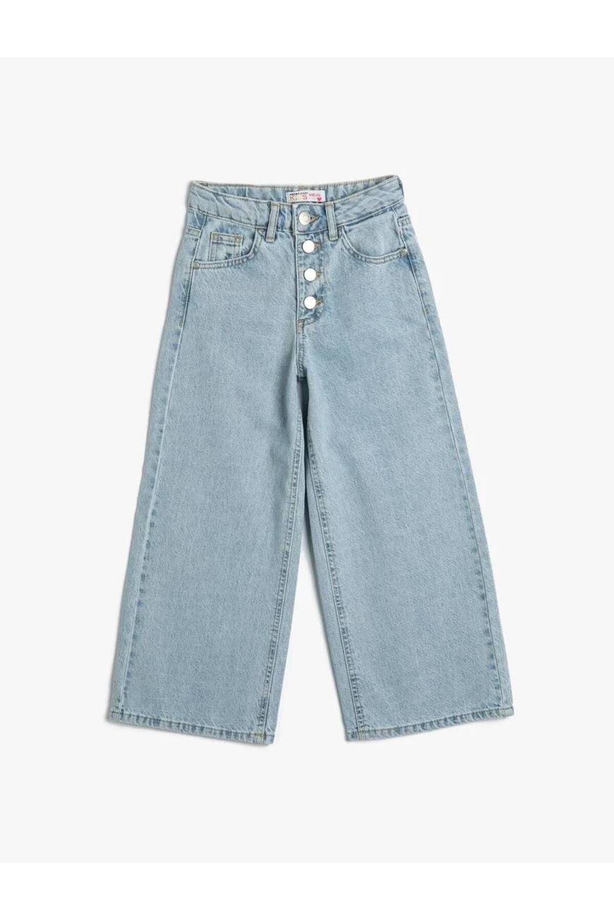 Koton Bol Paça Kot Pantolon Cep Detaylı Pamuklu - Wide Leg Jean