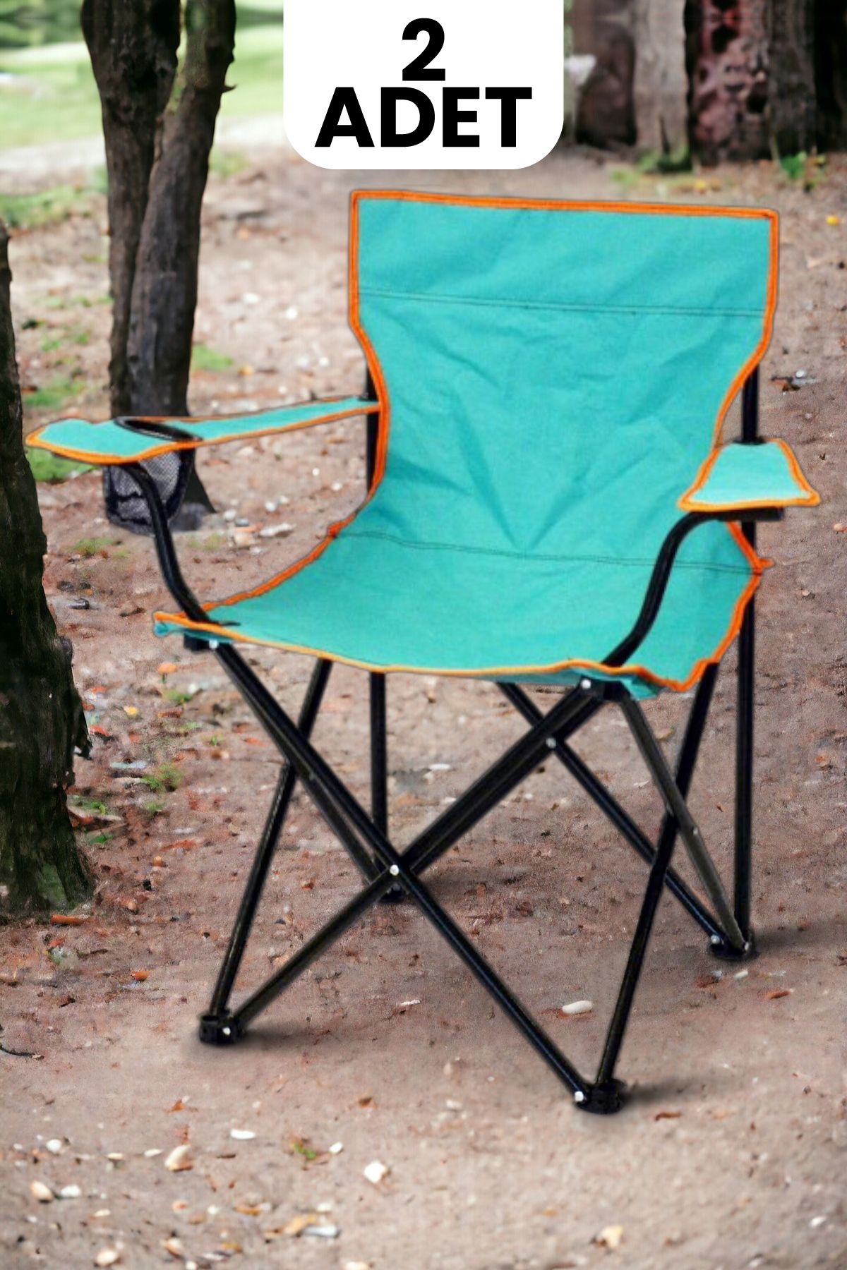 Evmarketi 2 Adet Katlanabilir Piknik Plaj Kamp Sandalyesi Rejisör Koltuğu Çantasız Kutulu