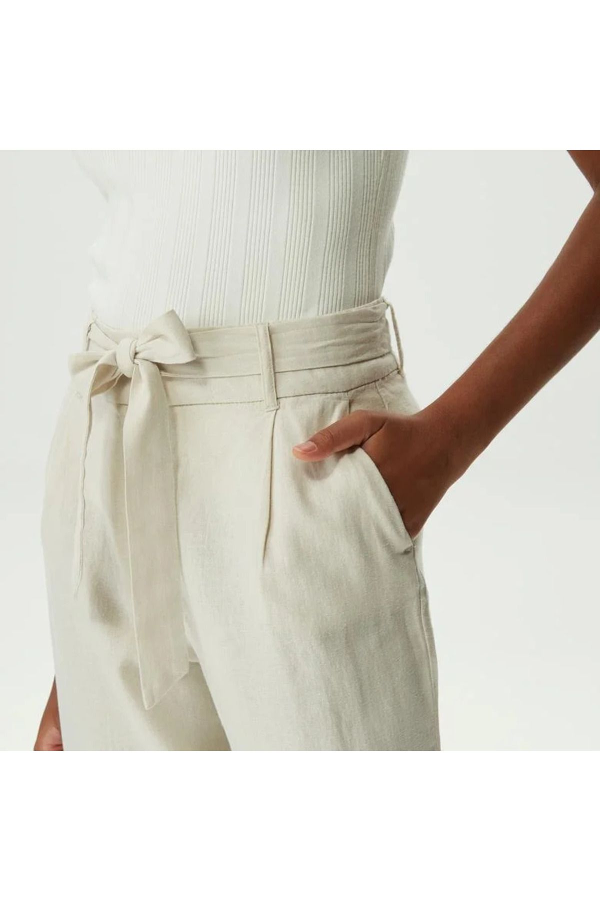 Only Yüksek Belli Linen Culotte Kadın Rengi Pantolon