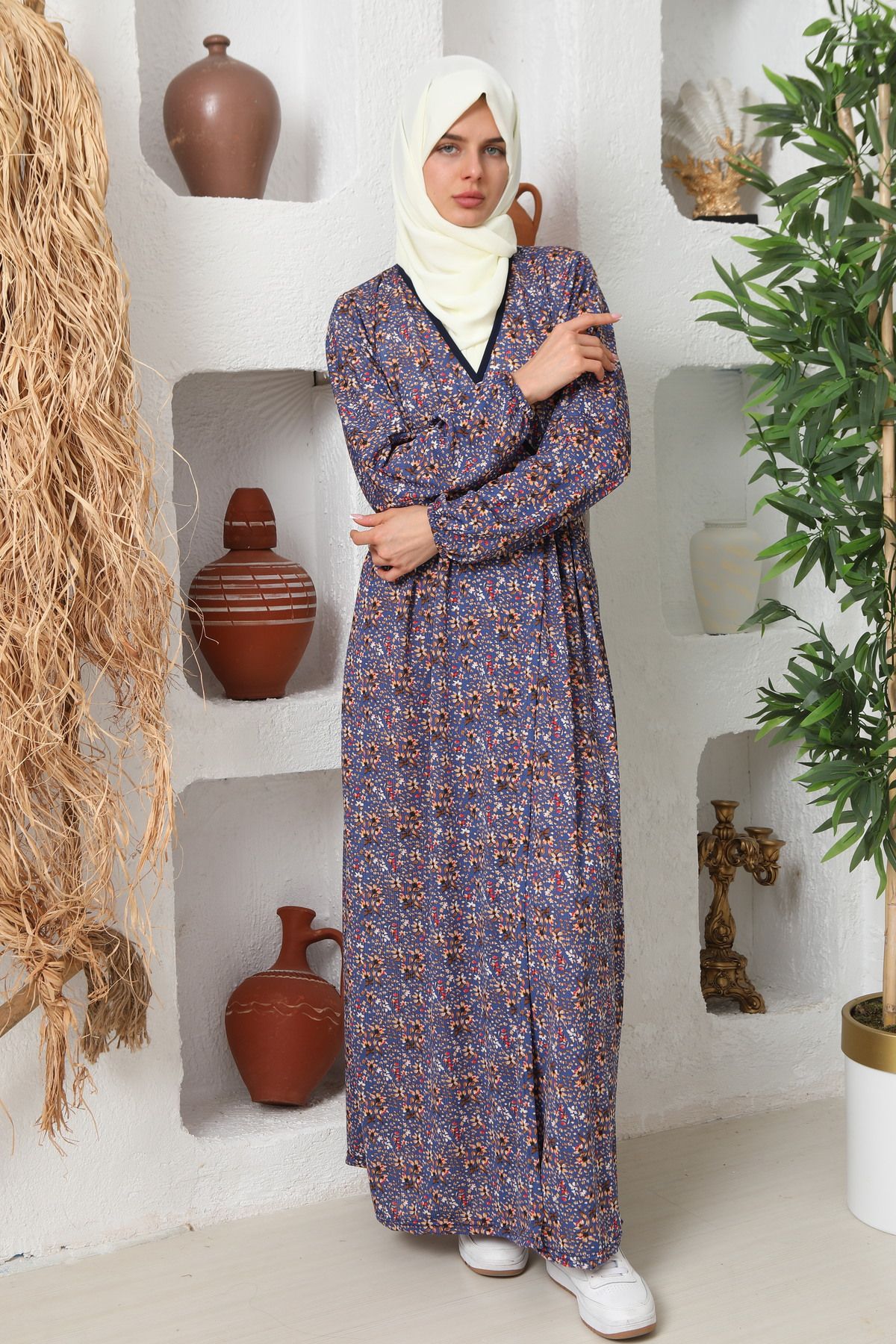 Kutay Collection Yandan Bağlamalı Pamuklu Kadın Namaz Elbisesi