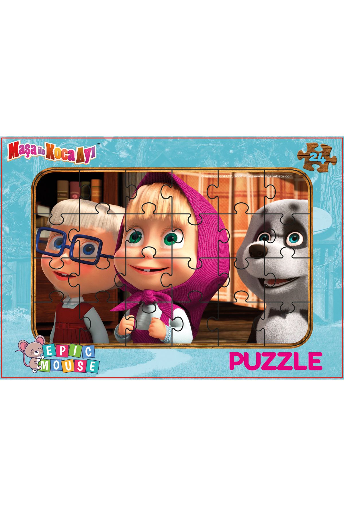 Epic Mouse Maşa ve Koca Ayı Eğitici Puzzle - Başlangıç Seviyesi - 24 Parça Frame Puzzle/Yapboz