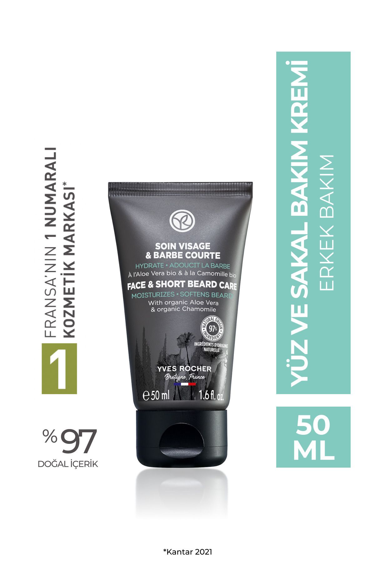 Yves Rocher MOİSTURİZİNG AND SOOTHİNG FACE AND BEARD CARE CREAM - 50 ML KEYON2576