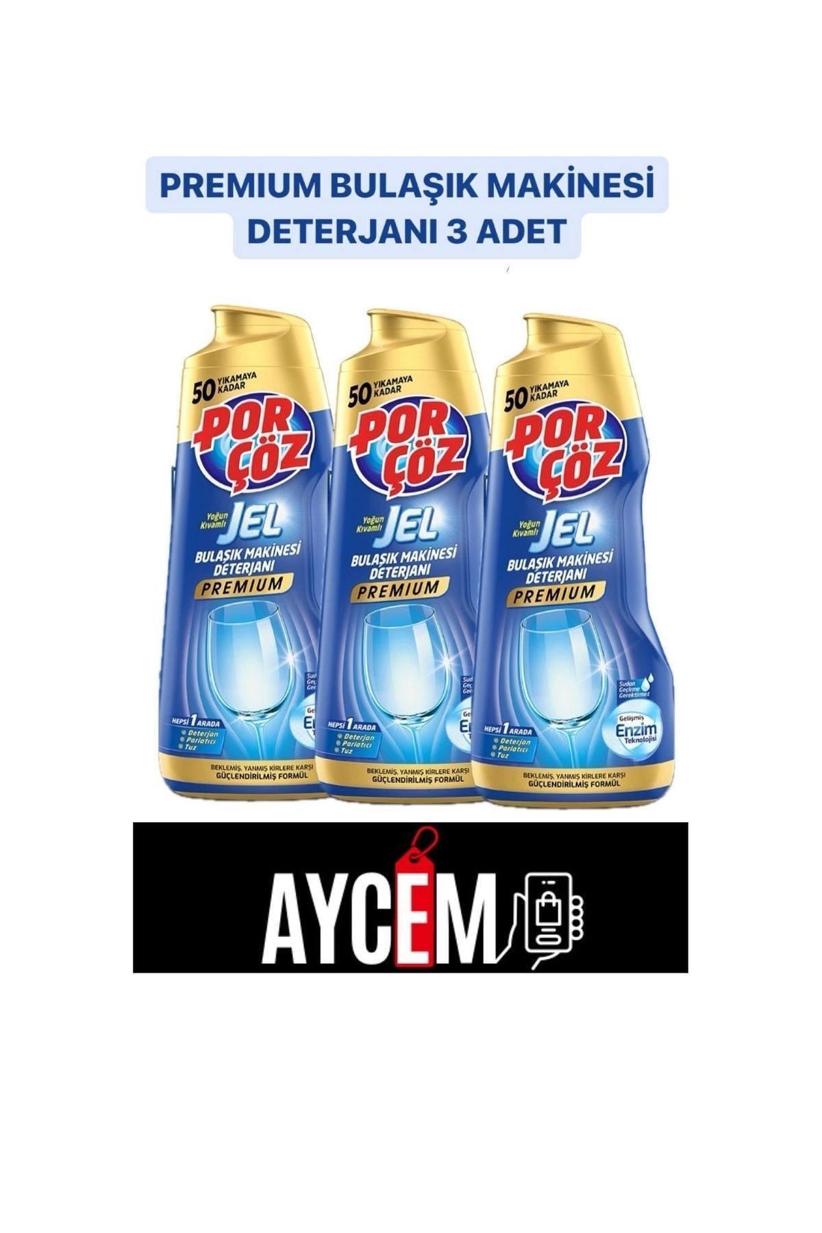 Porçöz BULAŞIK MAKİNESİ DETERJANI PREMIUM HEPSİ 1 ARADA 900 ML X 3 ADET