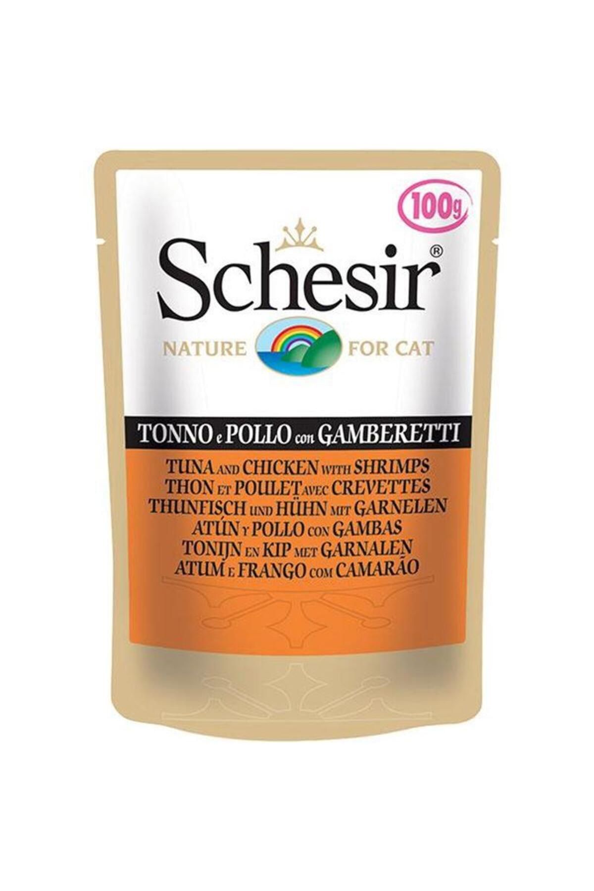 Schesir C578 Pouch Ton Balıklı Tavuklu Ve Karidesli Yetişkin Kedi Konservesi 100 gr
