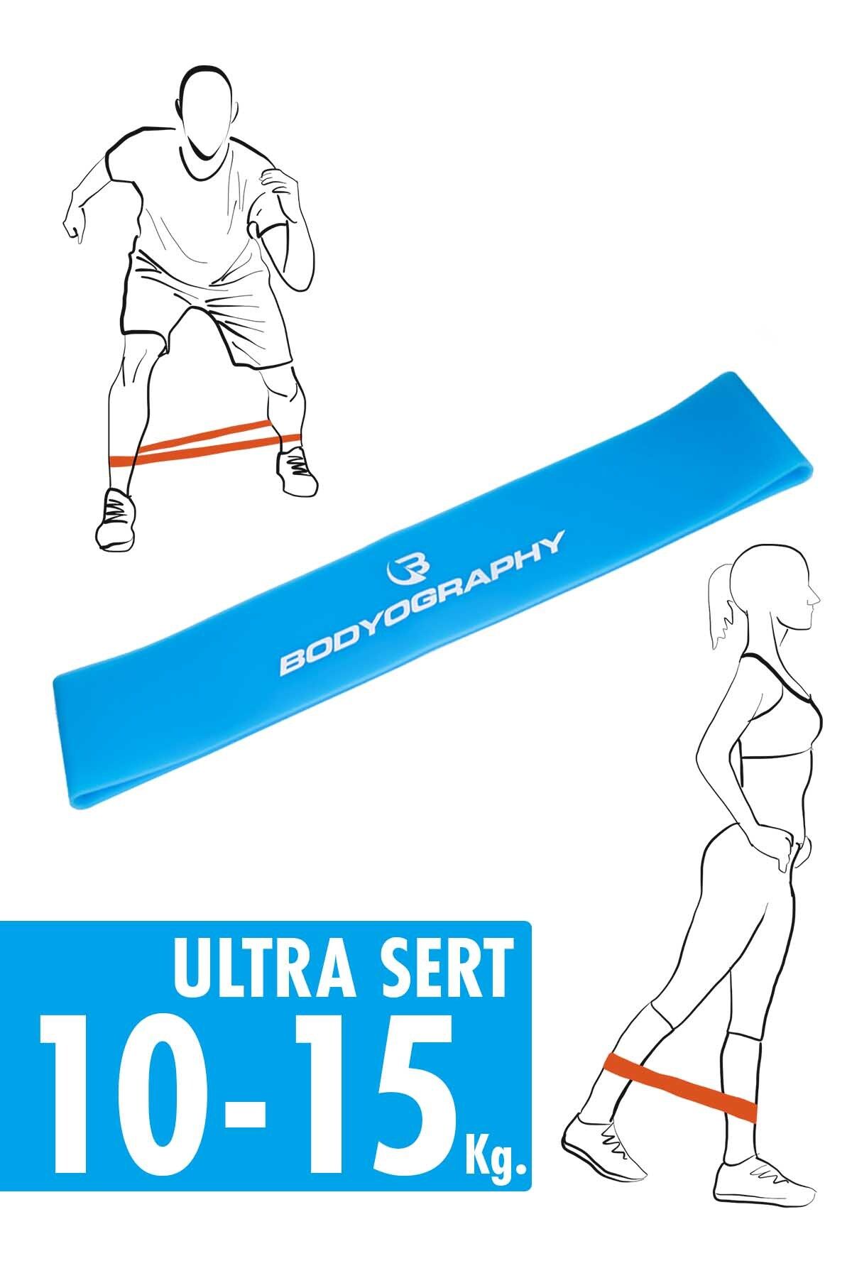 Bodyography Ultra Dayanıklı Silikon Mini Halka Egzersiz Direnç Bantı Pilates Lastiği Ultra Sert Seviye Mavi