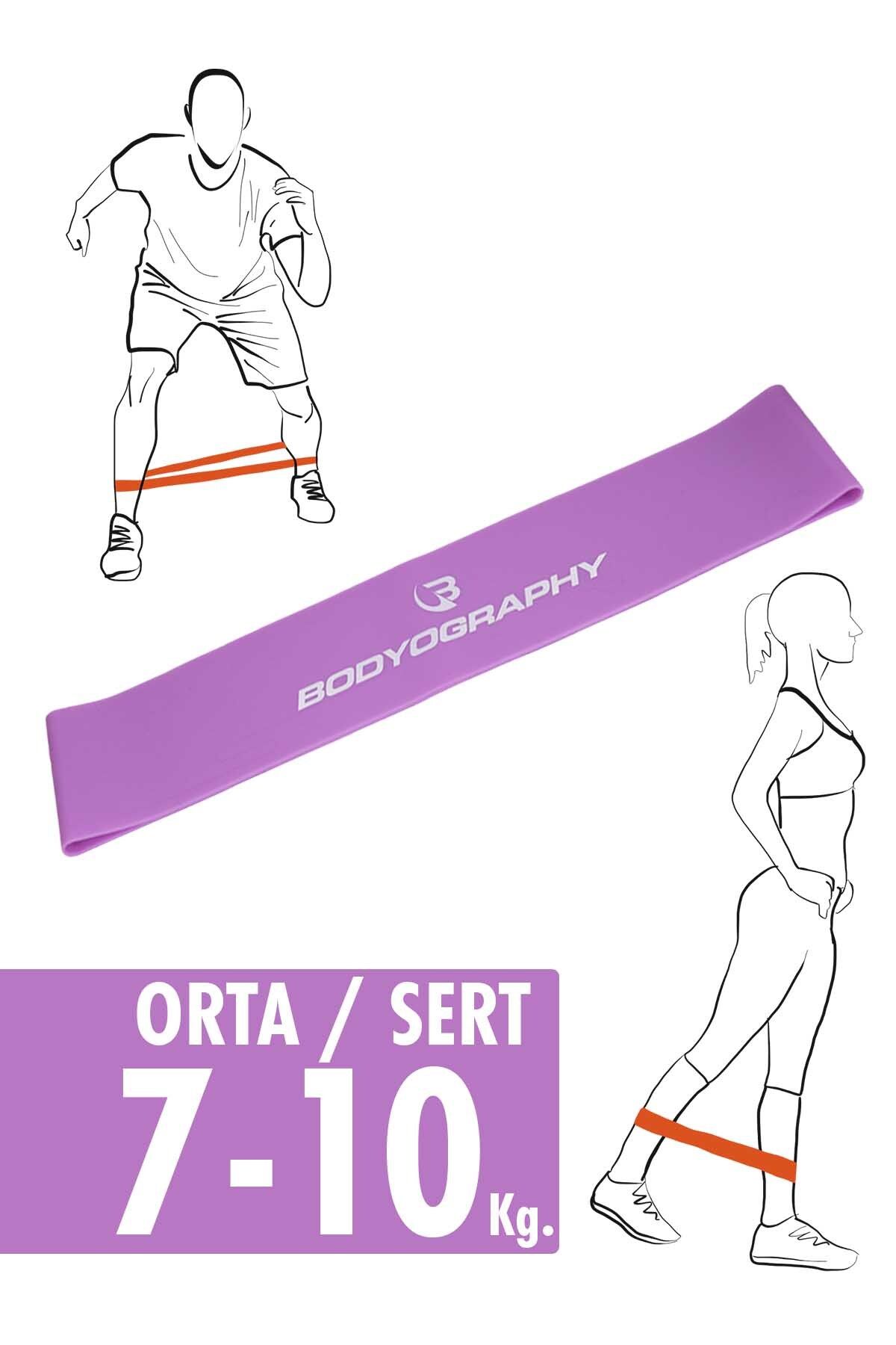 Bodyography Ultra Dayanıklı Silikon Mini Halka Egzersiz Direnç Bantı Pilates Lastiği Orta / Sert Seviye Mor