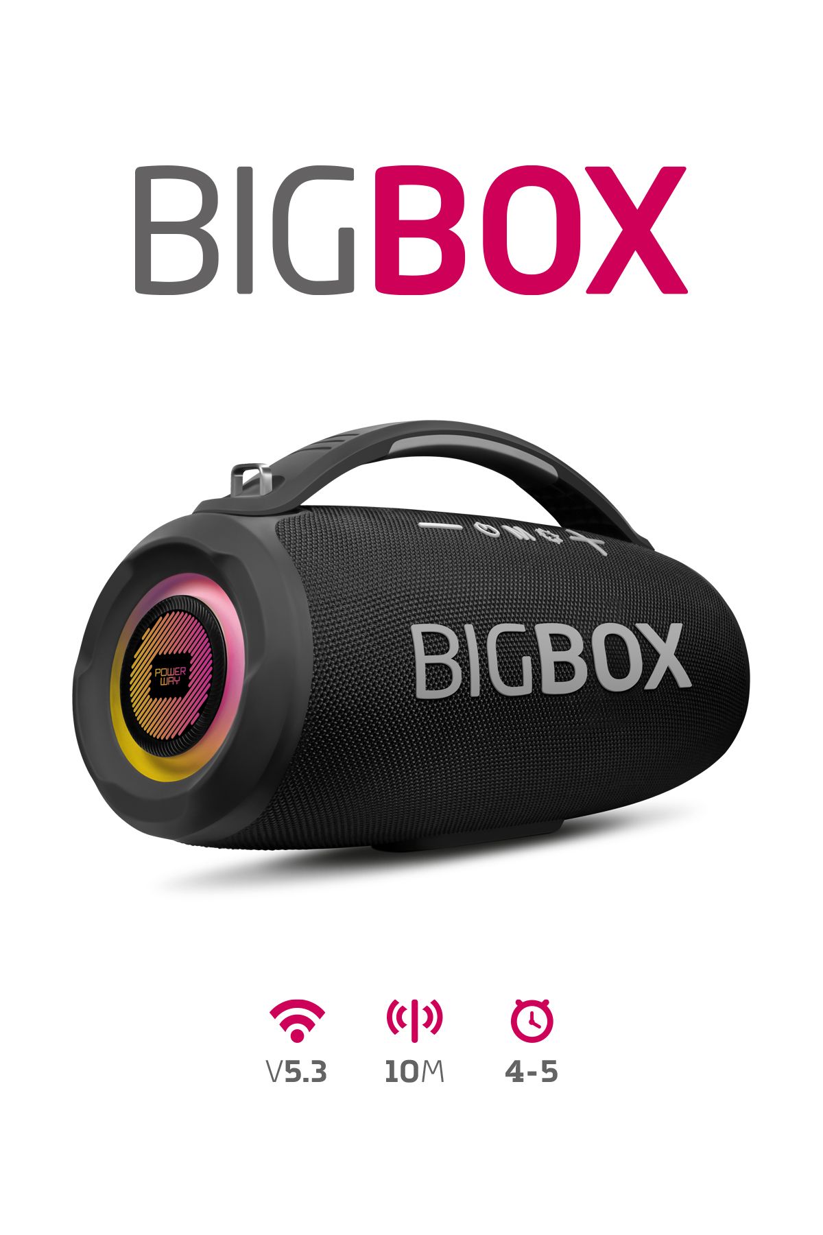 Powerway Bigbox 40W Güç Çift Bass Usb Hafıza Kartı Aux Fm Led Işıklı Bluetooth Hoparlör Hi-Fi Ses Bombası