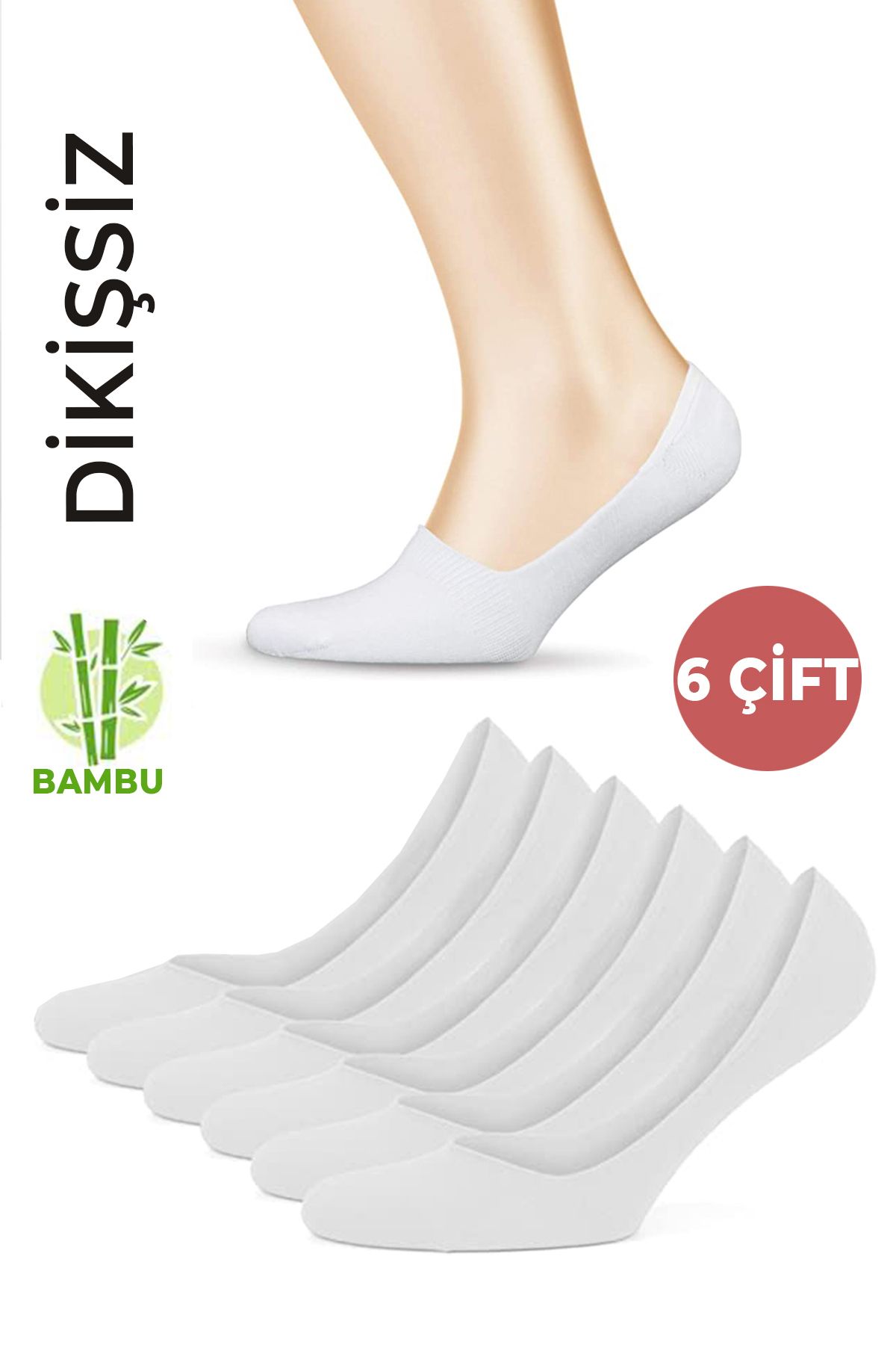 Socks Stations Ünisex Terletmeyen Bambu Babet Çorap - Kaydırmaz Silikonlu 6'lı Babet Çorap Seti