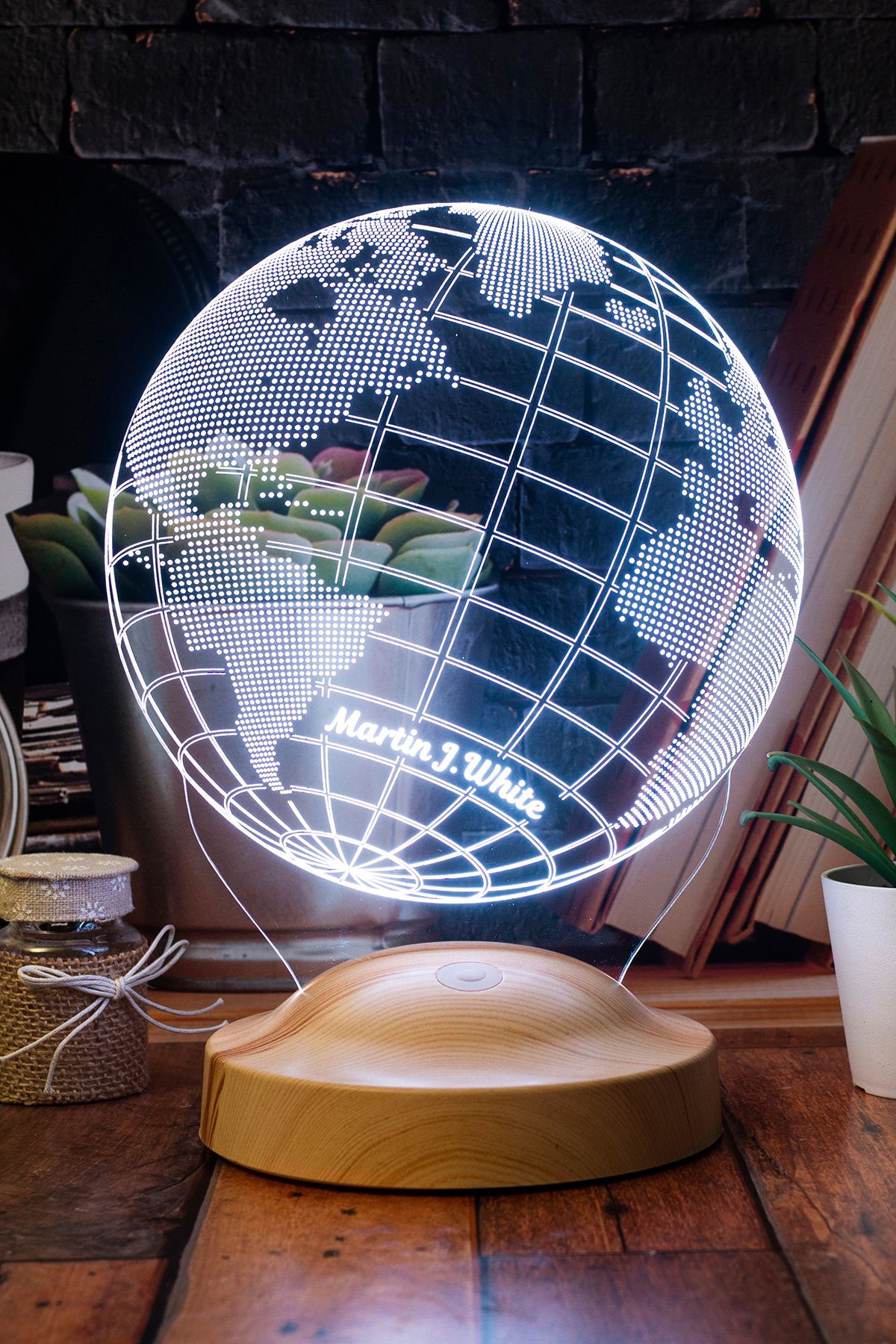 SEVGİLAMBASI Dünya Haritası Figürlü 3D Led Gece Lambası, 3 Boyutlu Küre Dünya Haritası Led Lamba