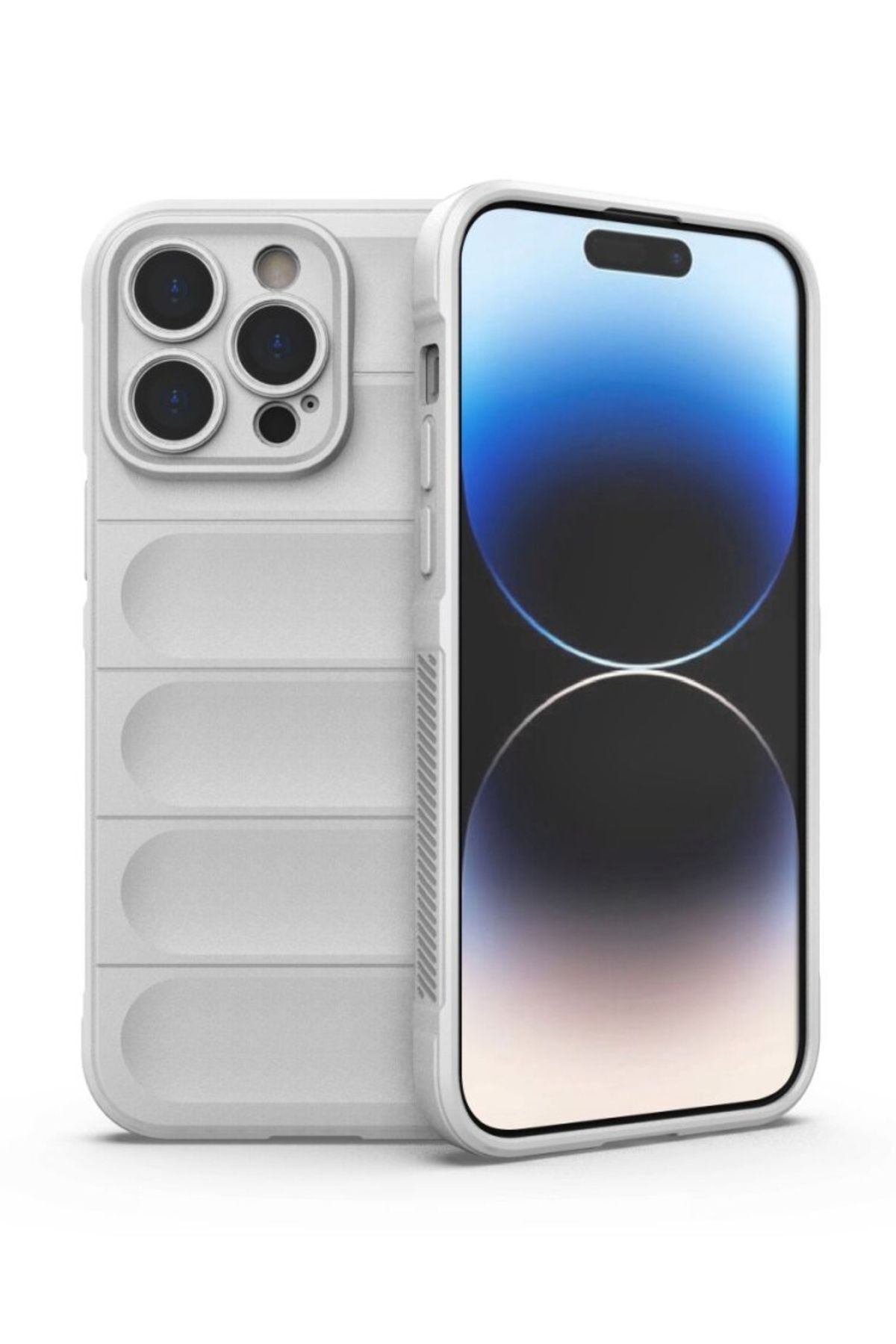 Eiroo Puffer iPhone 15 Pro Krem Silikon Kılıf
