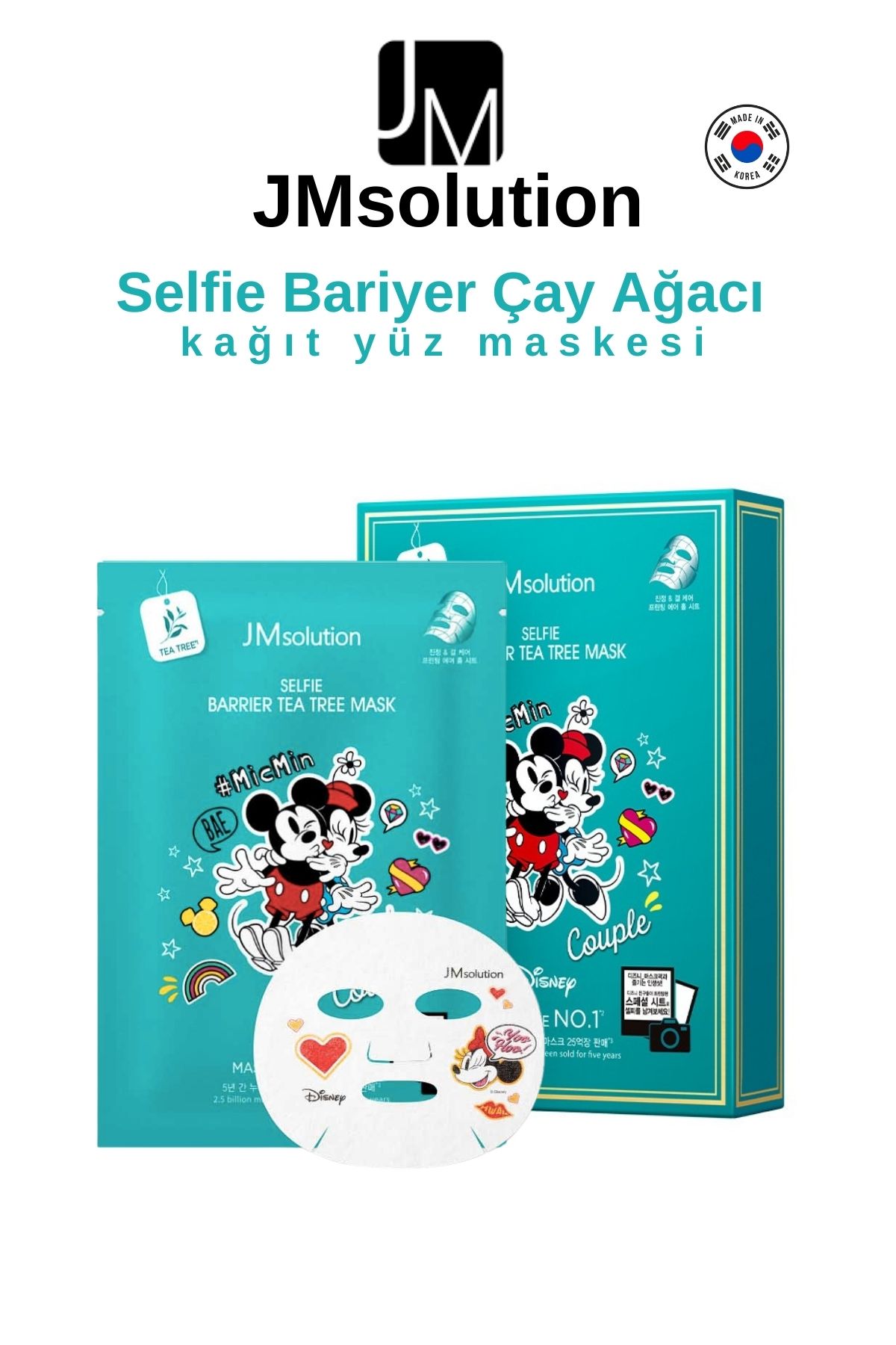 JMsolution Disney Koleksiyonu Selfie Bariyer Çay Ağacı Kağıt Maskesi 10 Adet