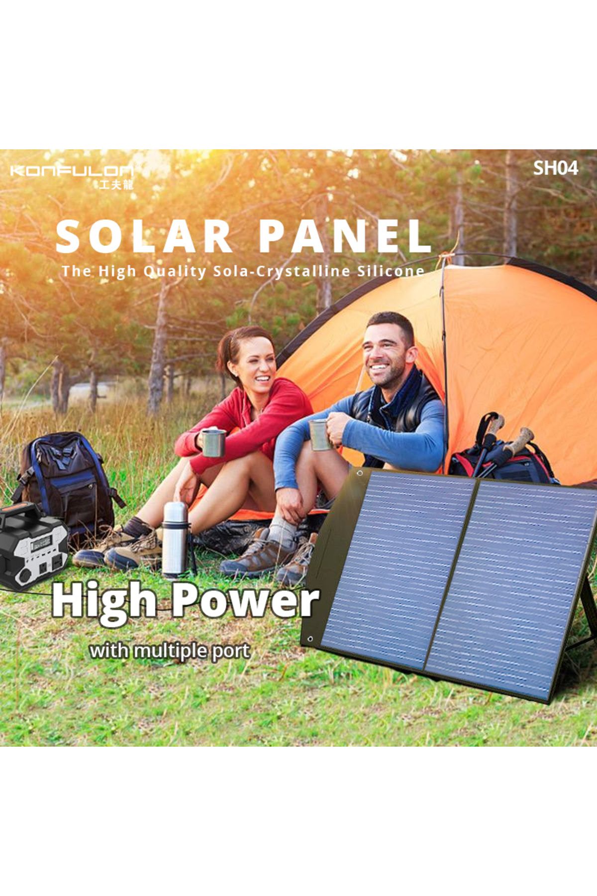 Fogy Güneş Enerji Paneli 100w 1 PD 2 USB 1 DC Çıkışlı Katlanır Portatif Solar Panel Taşıma Çantasıla