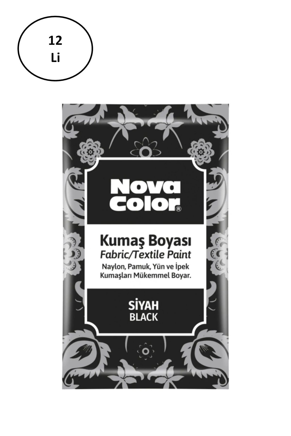 nova color 12 gr Toz Kumaş Boyası Siyah Nc-904 12'li