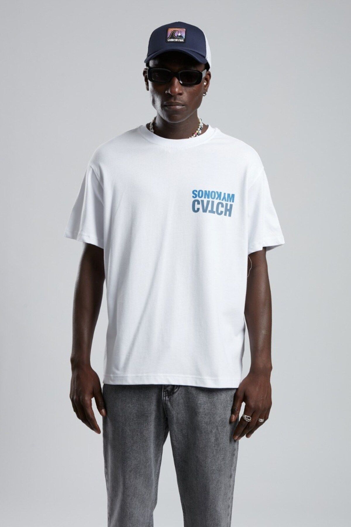 Catch Unisex Oversize Mykonos Baskılı Tişört 24CY-024