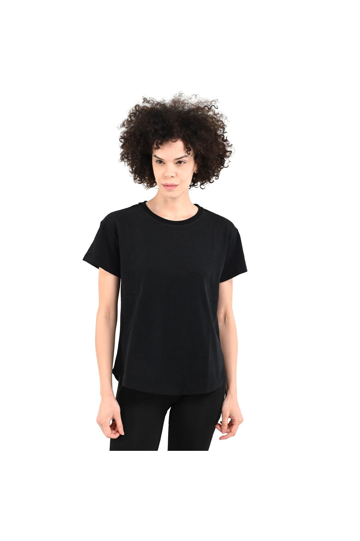 Sportive Icona2 Kadın Siyah Günlük Stil T-Shirt 24YKTL18D20-SYH
