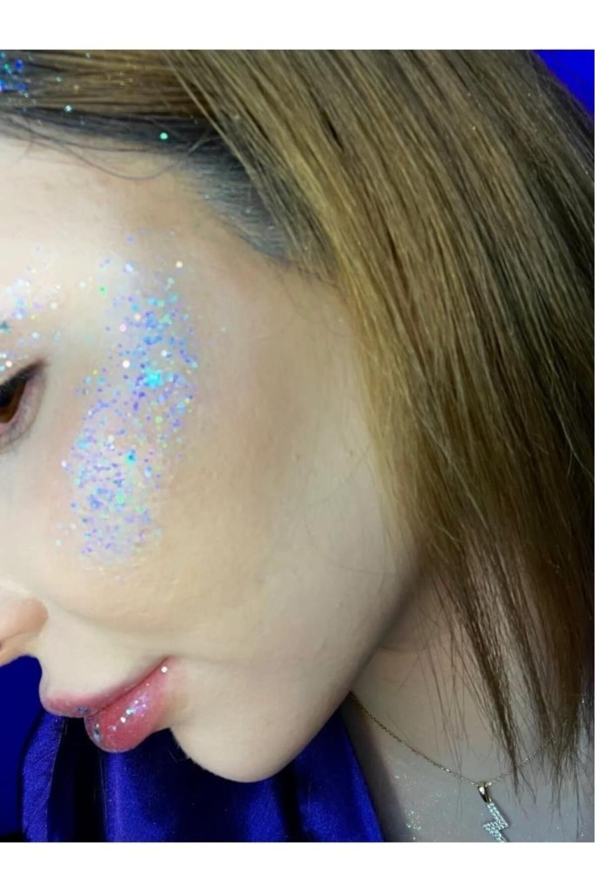 mov Jel Formlu Parlak Glitter Face Makeup & Body &hair No:5 Mavi