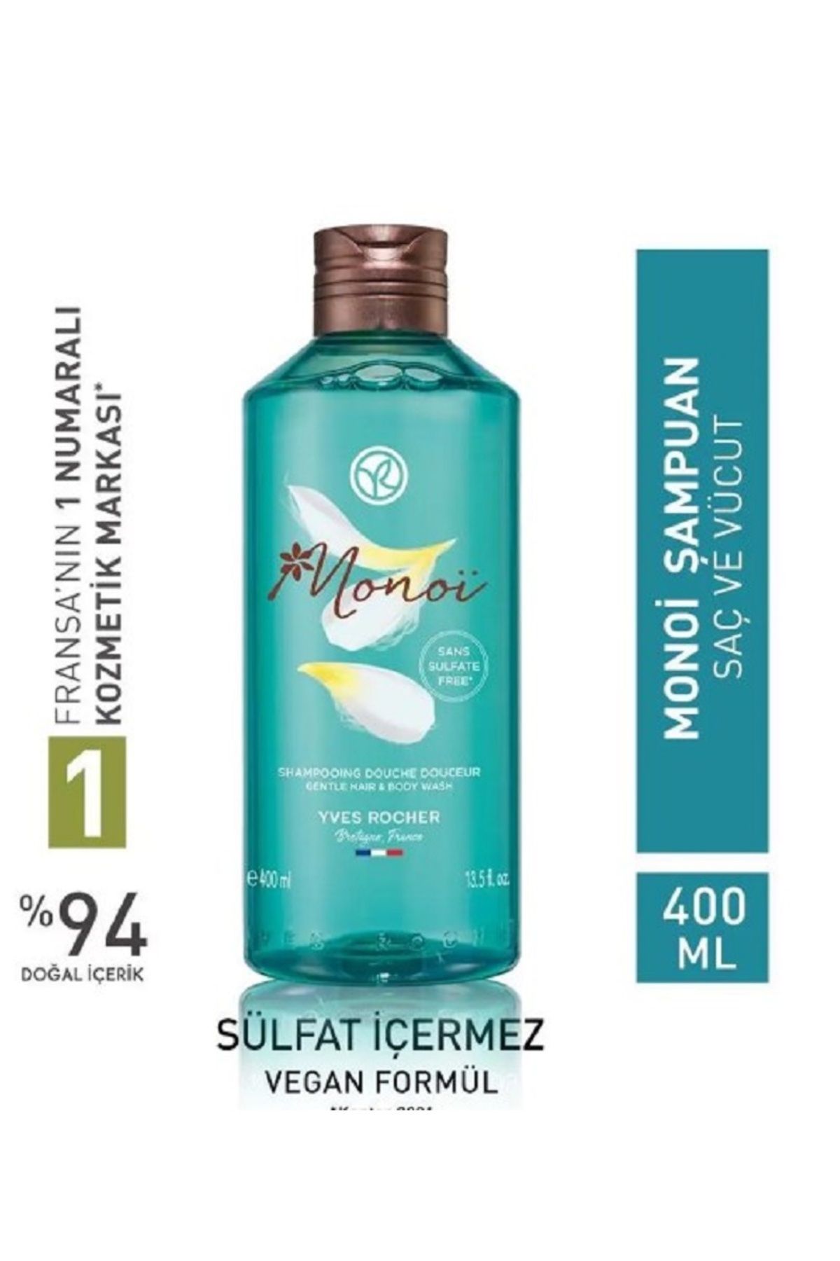 Yves Rocher Monoi Saç ve Vücut Şampuanı 400 ml Vücudunuzda ve saçlarınızda egzotik bakım… 400 ml