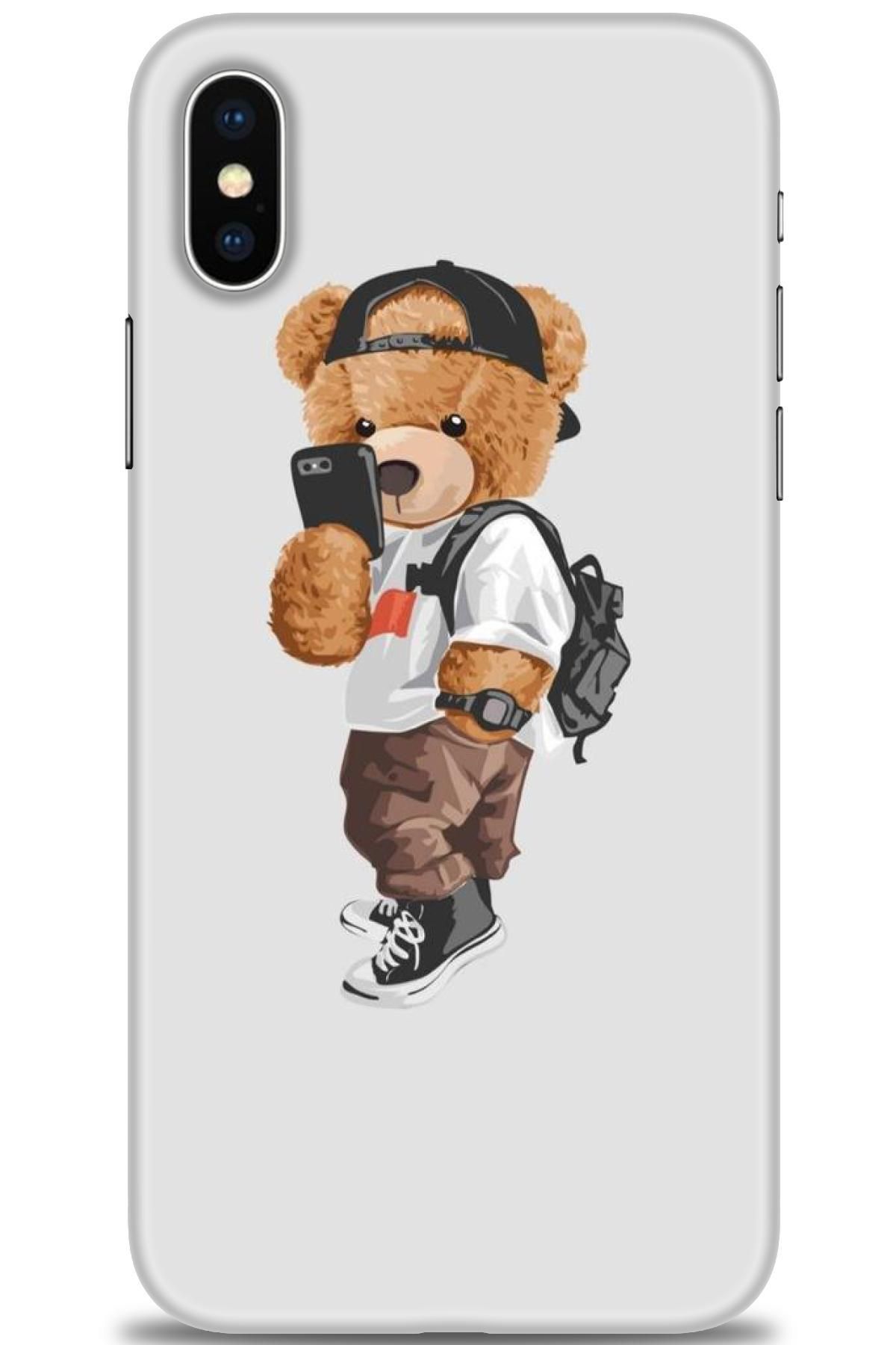 kılıfevreni iPhone XS Max Kılıf HD Baskılı - Teddy Bear Cool + 9H NANO EKRAN KORUYUCU