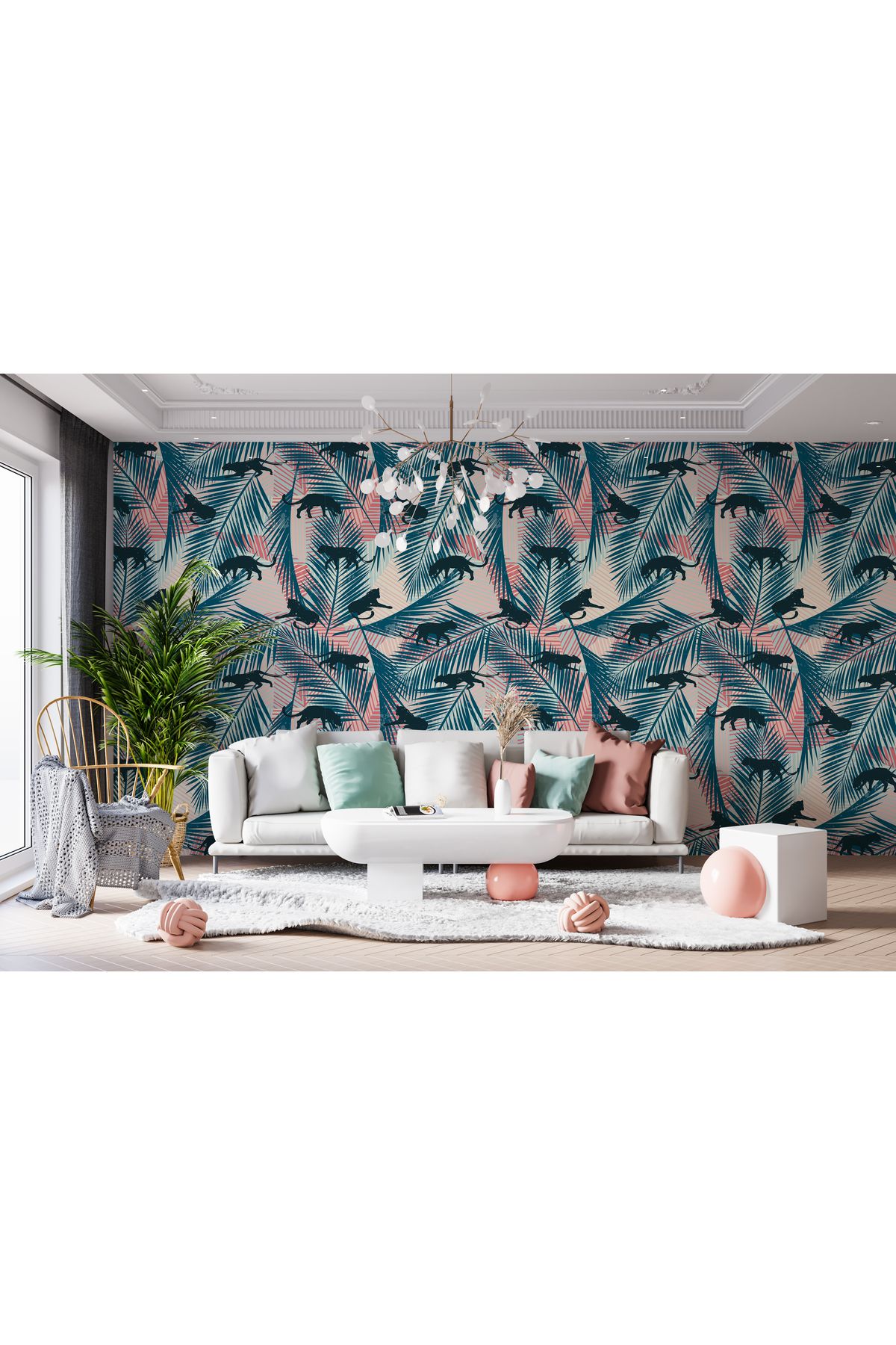 StuArt Design Soyut Leopar Desenli Oturma Odası Duvar Kağıdı