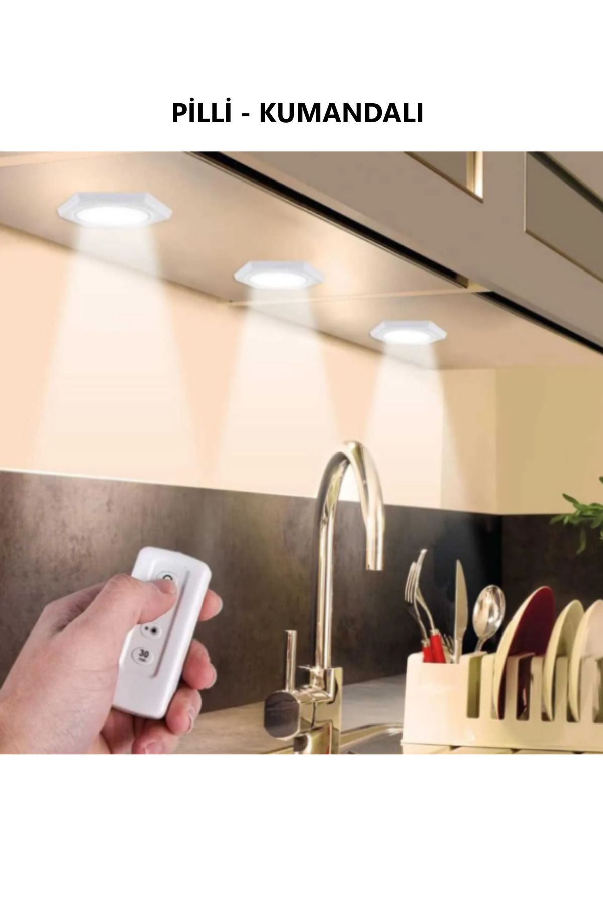 luxshome Masa Lambası Mutfak Tezgah Altı Banyo Dolabı Dolap İçi Kablosuz 3Lü Kumandalı Ve Pilli Led Işık