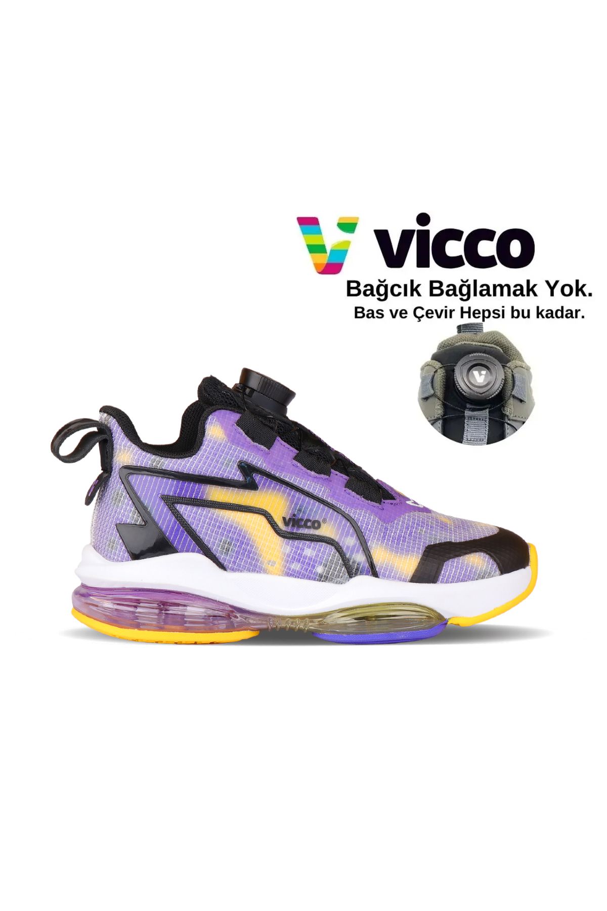 Vicco 32-38 Numara Hafif Akıllı Bağcık Air Taban Çocuk Ayakkabı