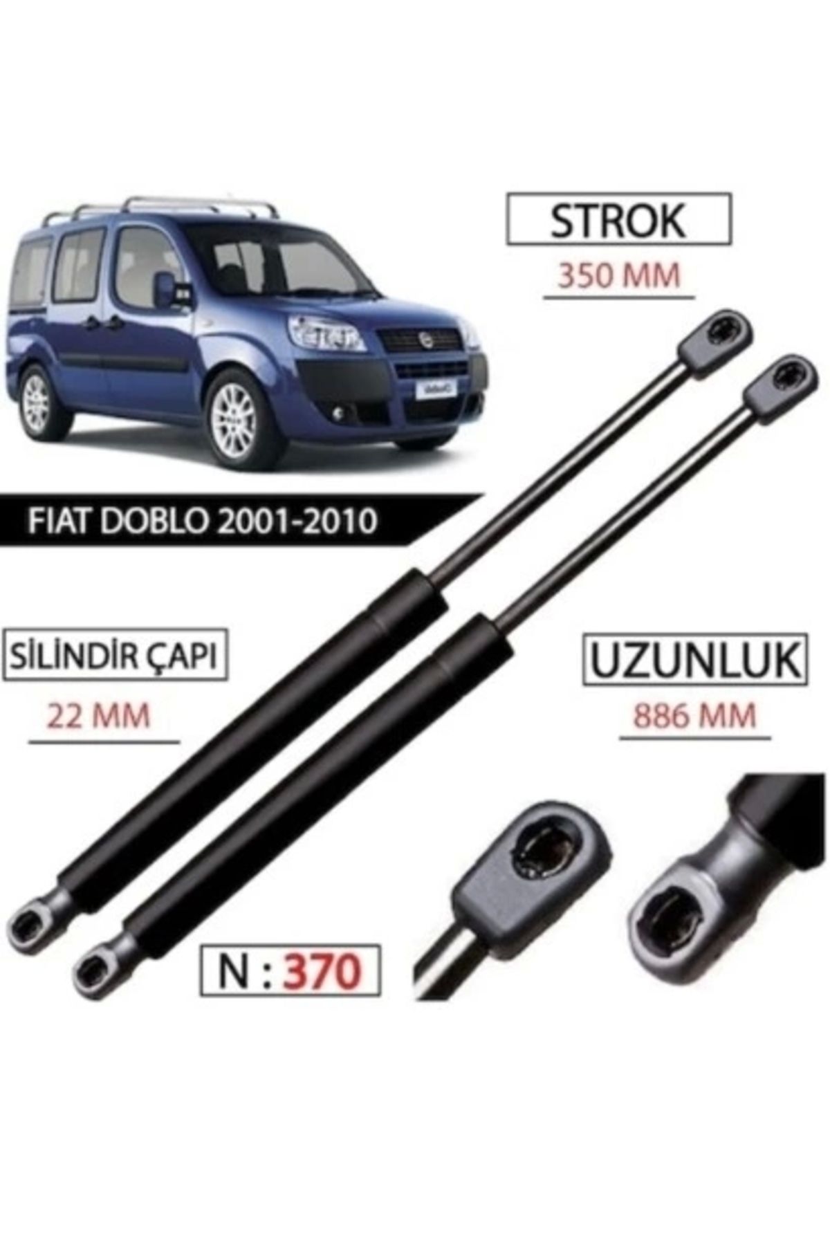 Favori Auto Parts Fiat Doblo Bagaj Amortisörü 2001-2010 Uyumlu Takım 2 Adet