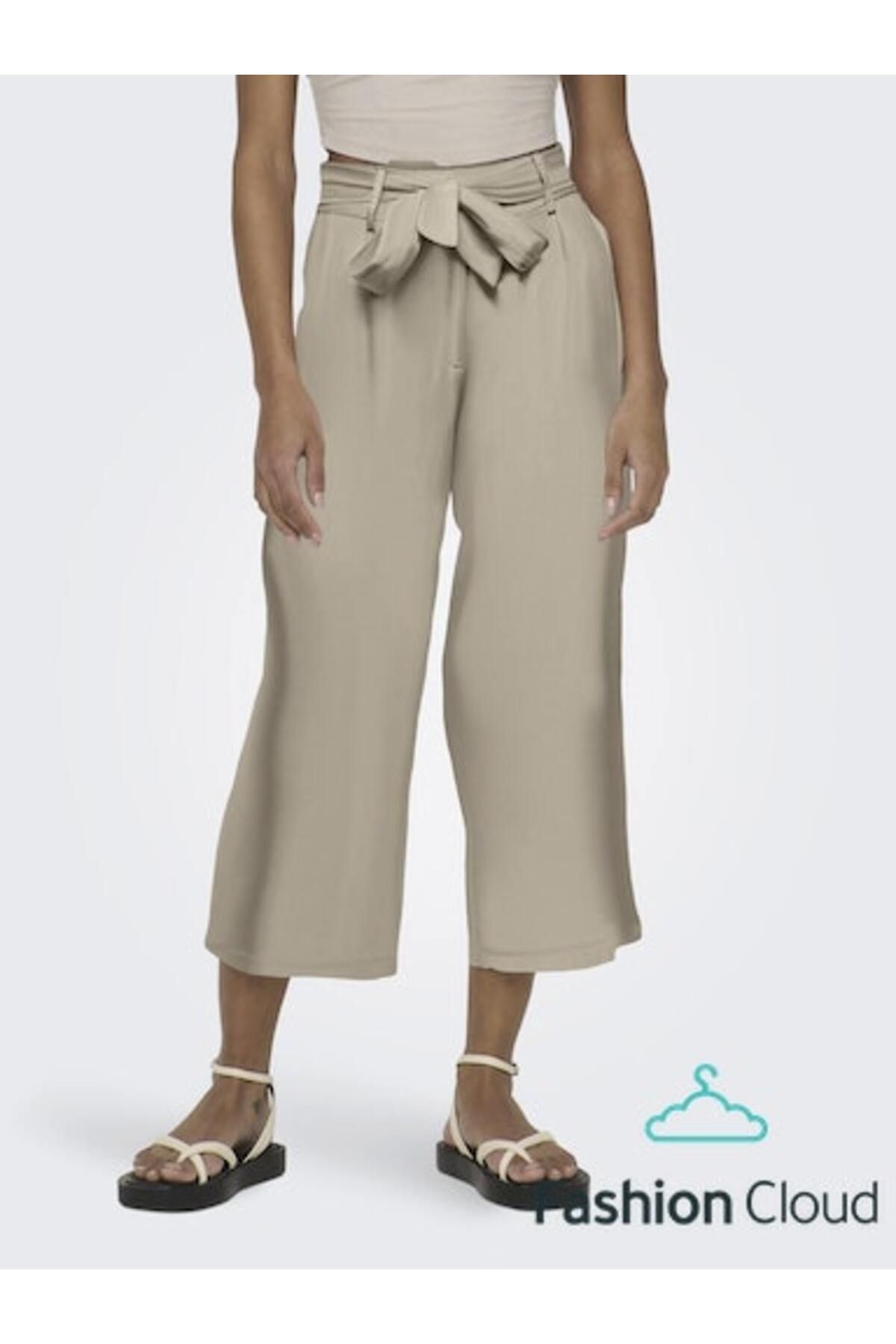 Only Yüksek Belli Linen Culotte Kadın Rengi Pantolon