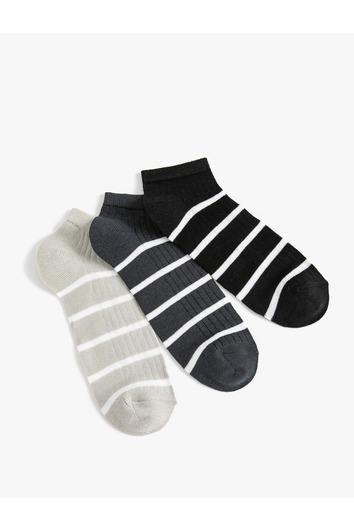 Koton Çizgili Çorap Patik 3'lü Çok Renkli