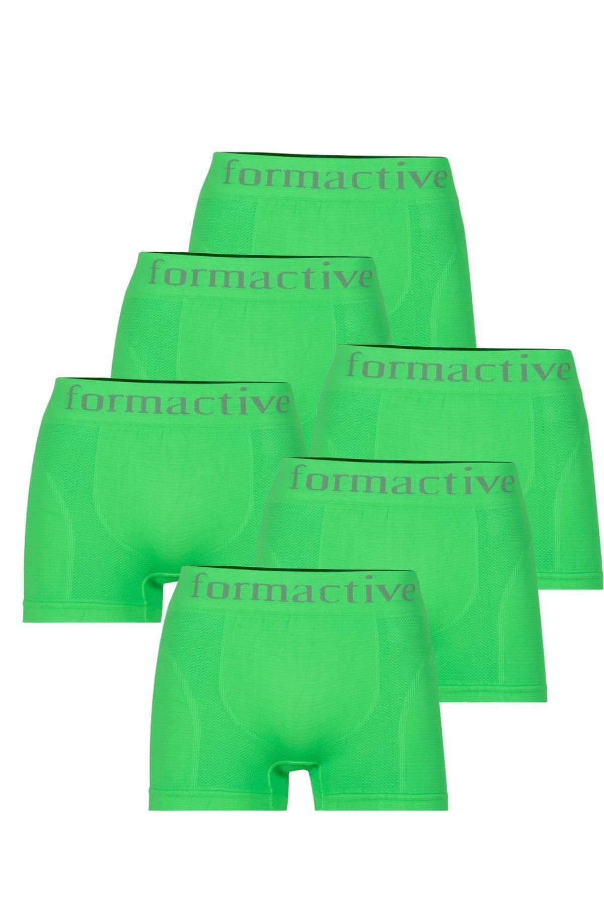 AKLİMA BUTİK Dikişsiz Microfiber Likralı Erkek İç Çamaşırı Boxer Yeşil 6 adet