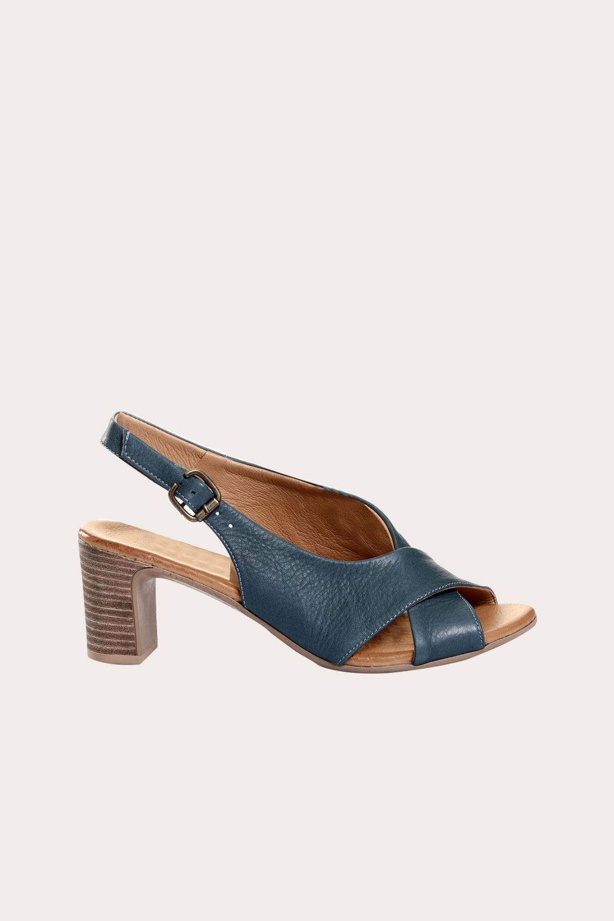 BUENO Shoes Mavi Deri Kadın Topuklu Ayakkabı