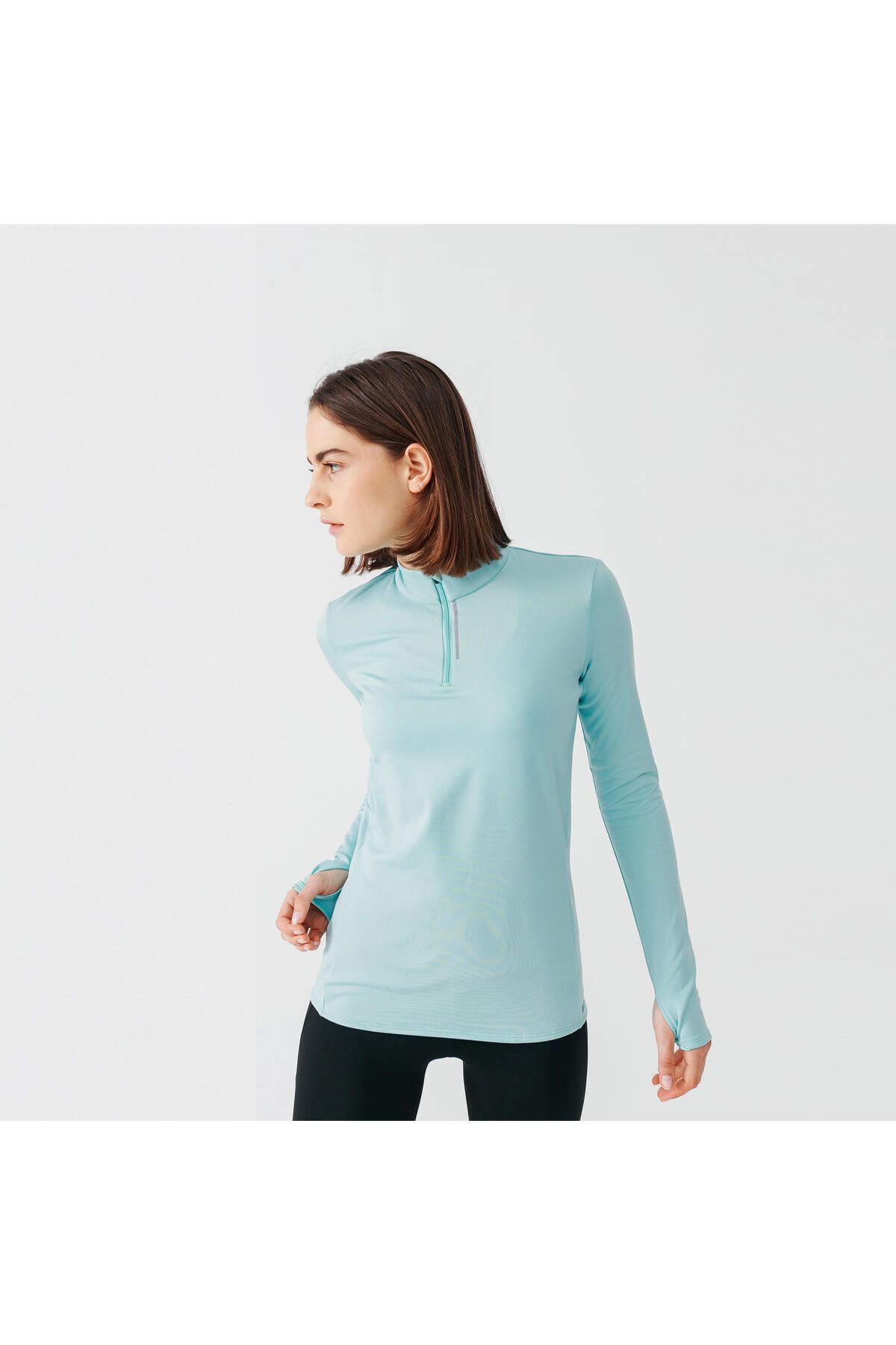 Decathlon Kadın Uzun Kollu Koşu Tişörtü - Açık Mavi - Run Warm