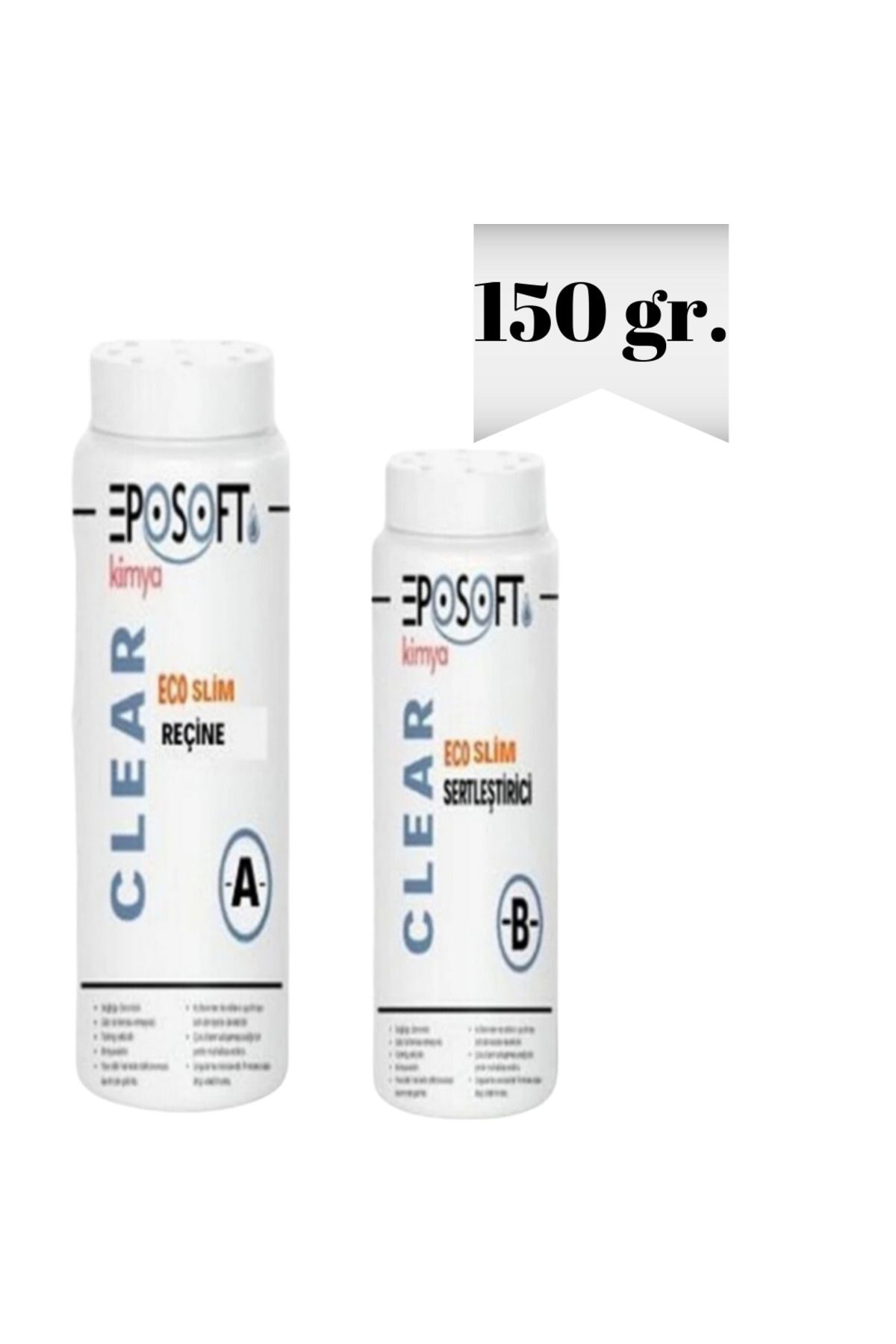 Eposoft Kimya Ecosilim Şeffaf Epoksi Reçine İnce Döküm 150 Gr (100 gr. A + 50 gr. B)