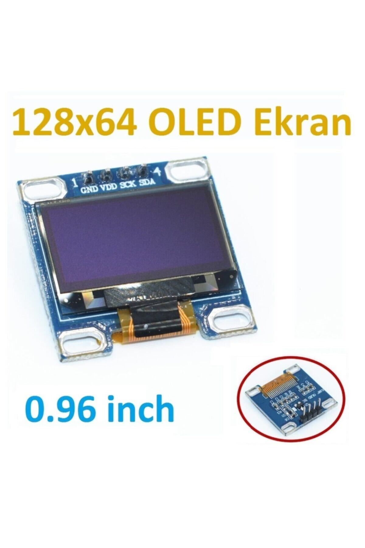 EmAyCenter 128x64 Oled Ekran Lcd 0.96 I2c Arduino Raspberry Pı Beyaz