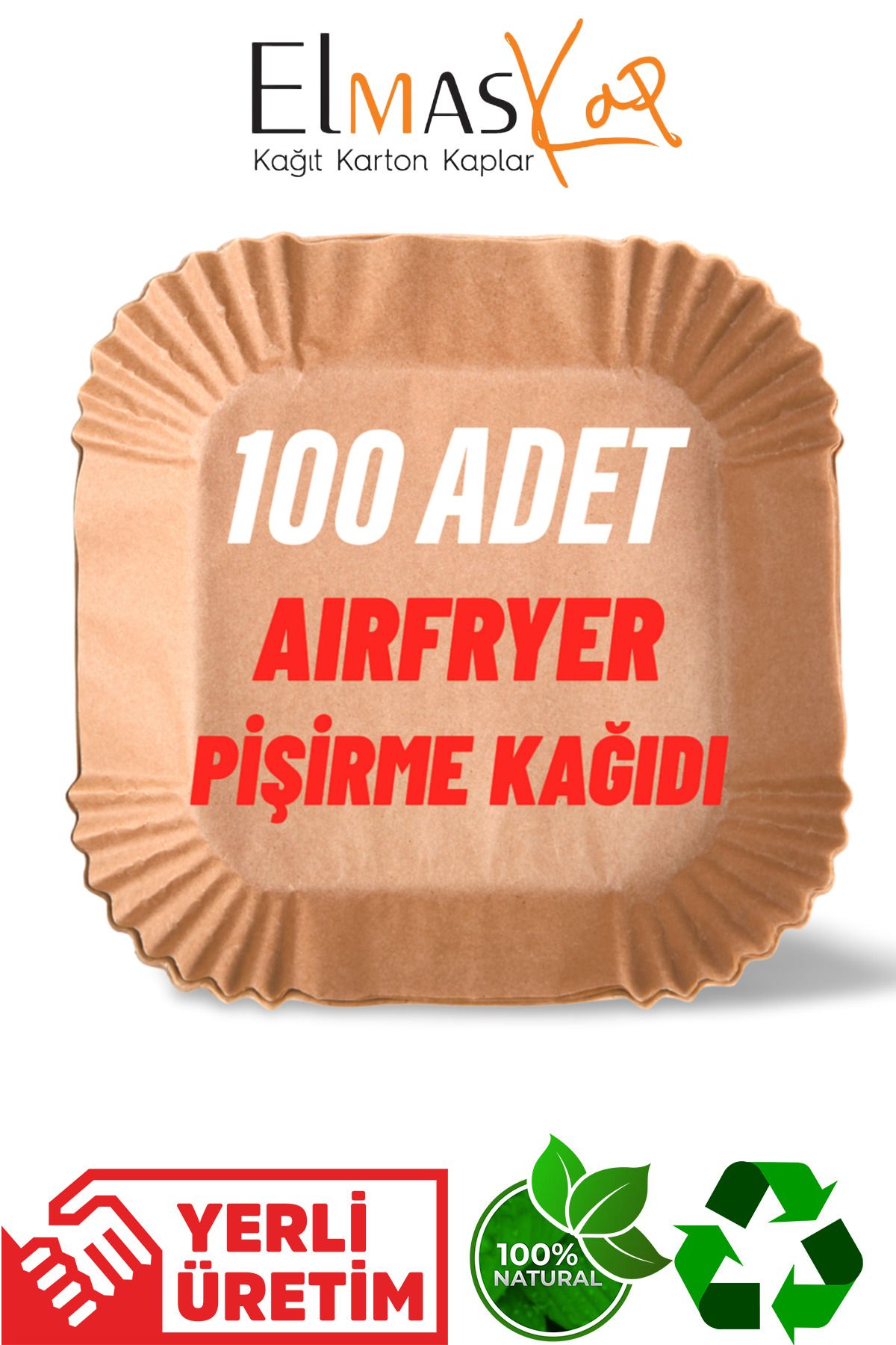 Elmas Kap Airfryer Pişirme Kağıdı 100 Adet Kare Hava Fritöz Kağıdı Philips Xiaomi Airfreyer Air Fryer