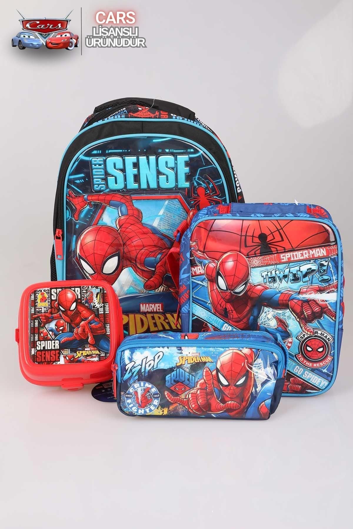 Spiderman Lisanslı Okul,beslenme Ve Kalem Çantası Ile 2 Katlı Beslenme Kabı/lunch Box Seti