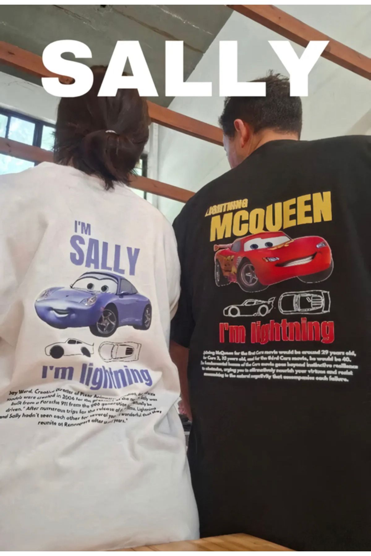 Köstebek Cars Lightning Mcqueen & I'm Sally - I'm Lightning  Çift Tişört