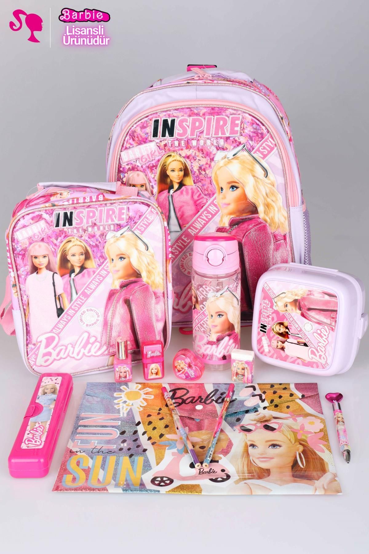 Barbie Dekomus Lisanslı "'nin Pembe Okul Serüveni Koleksiyonu"okul Ve Beslenme Çantası,beslenme Kutus