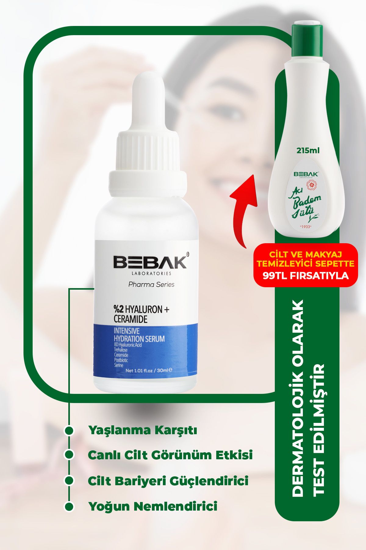 Bebak Pharma Yaşlanma Karşıtı, Bariyer Güçlendirici Ve Yoğun Nemlendiric 8d Hyaluron Serum 30ml