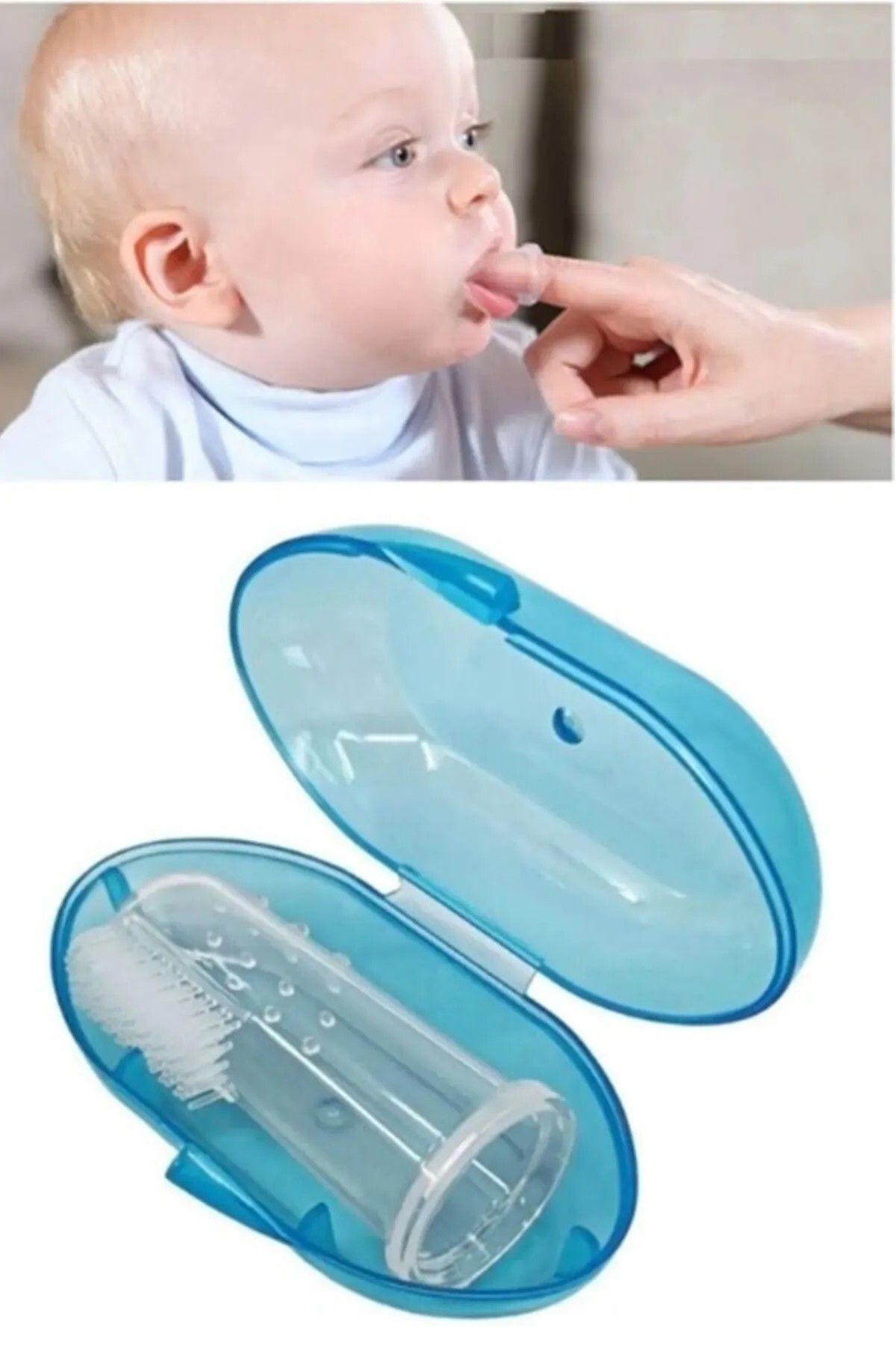 zeixpow Bebek Parmak Şekilli Diş Fırçası Silikon Hijyenik Kutulu Yumuşak Diş Fırçası Bebek Diş Fırçası